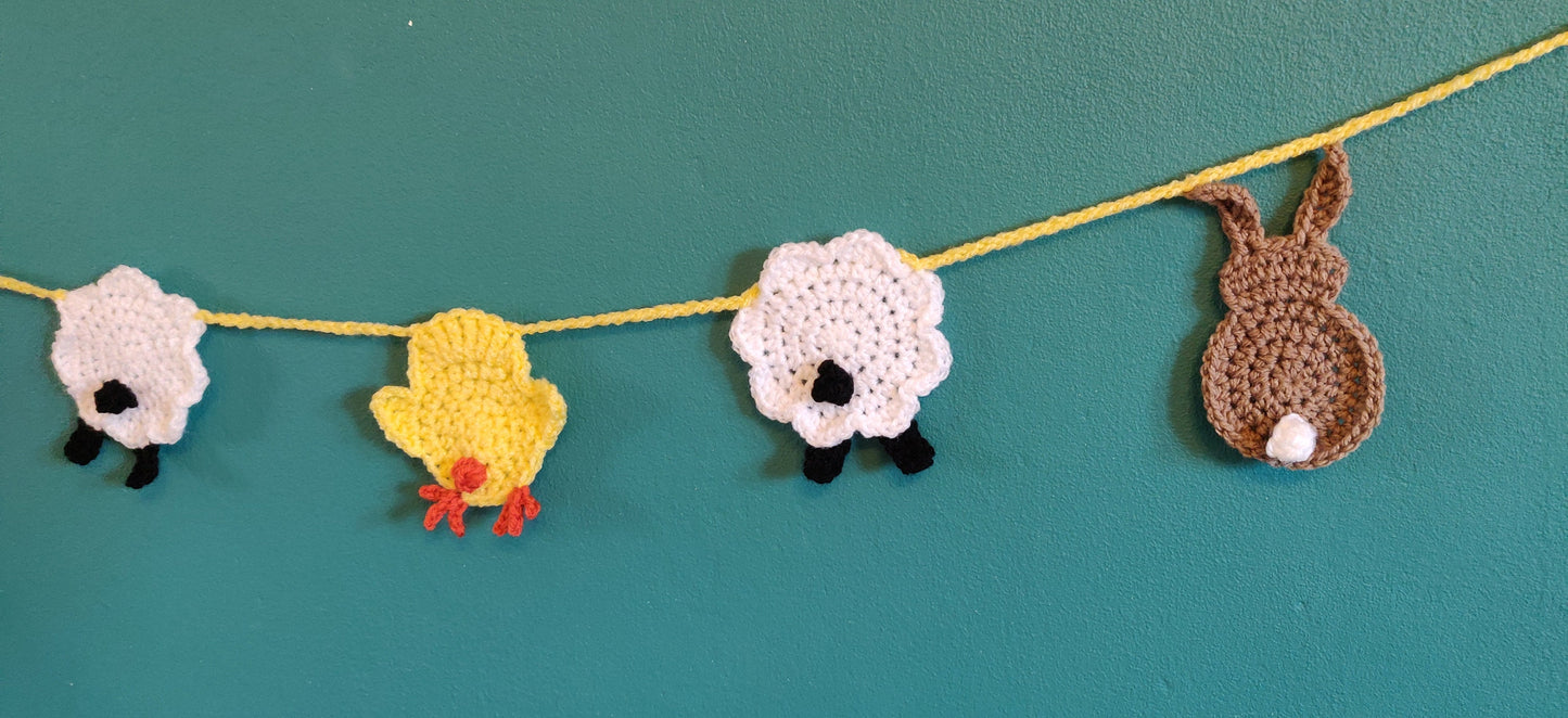 Easter Animal Bunting, Easter Decoration, Easter Garland, Farm Animal Decor, Easter Gift, Easter Bunny, Easter Crochet, Nursery Bunting