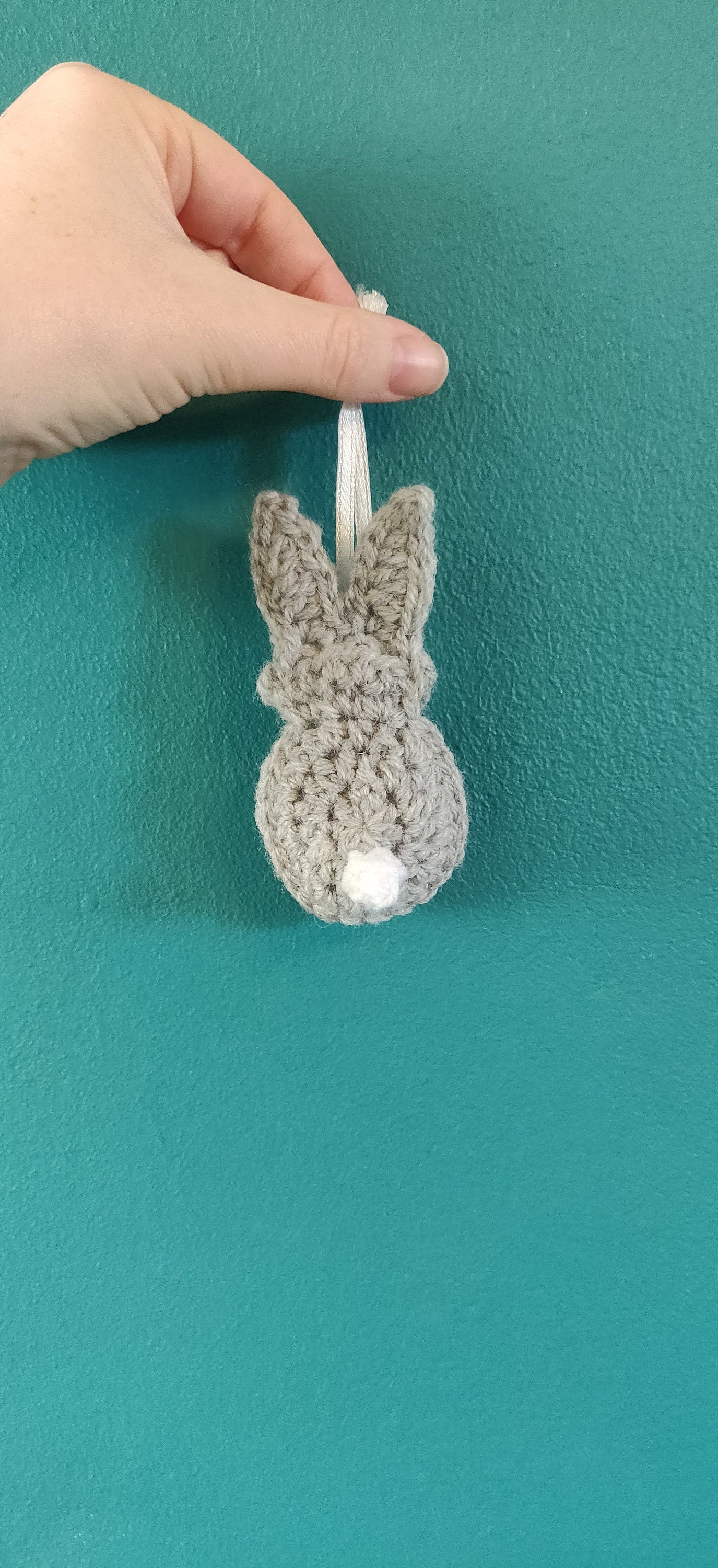 Easter Bunny Hanging Decoration, Brown Bunny Gift, Easter Tree Ornament, Spring Decoration, Easter Gift, Grey Bunny Decor, Crochet Bunny