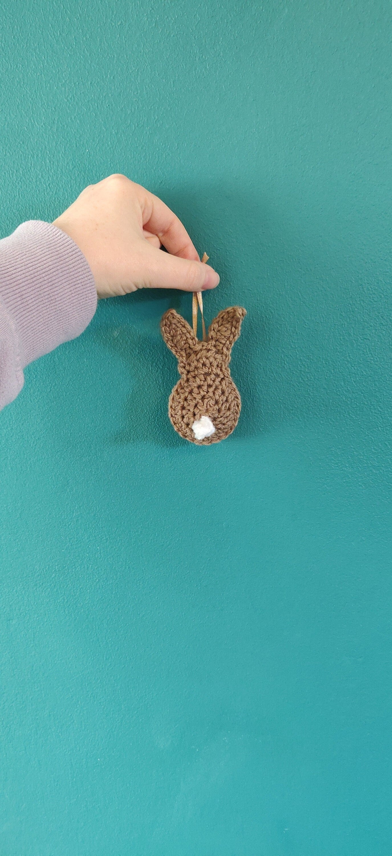 Easter Bunny Hanging Decoration, Brown Bunny Gift, Easter Tree Ornament, Spring Decoration, Easter Gift, Grey Bunny Decor, Crochet Bunny