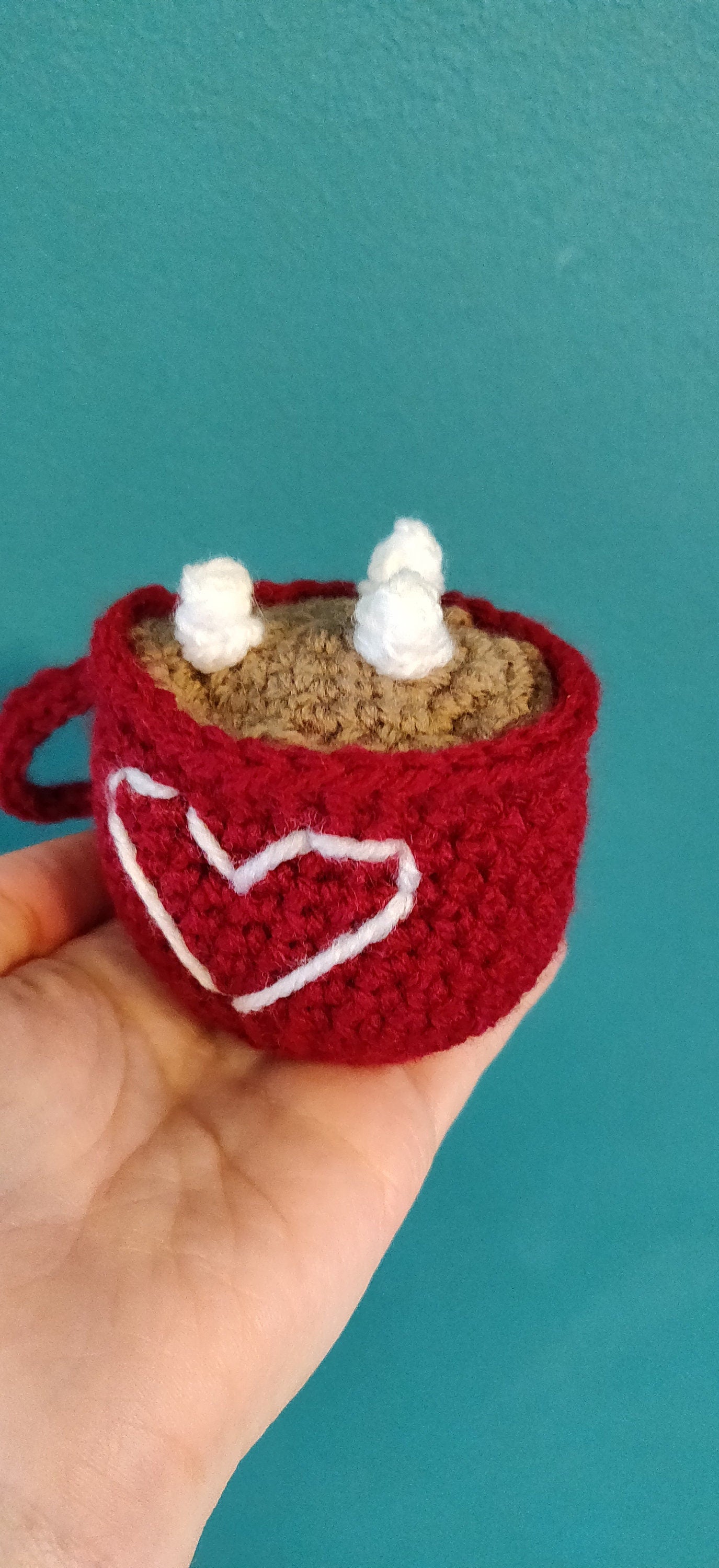 Crochet Hot Chocolate Mug, Hot Cocoa Station Decorations, Christmas Tree Decor, Chocolate Lovers Gift, Valentine's Marshmallow Mug Ornament