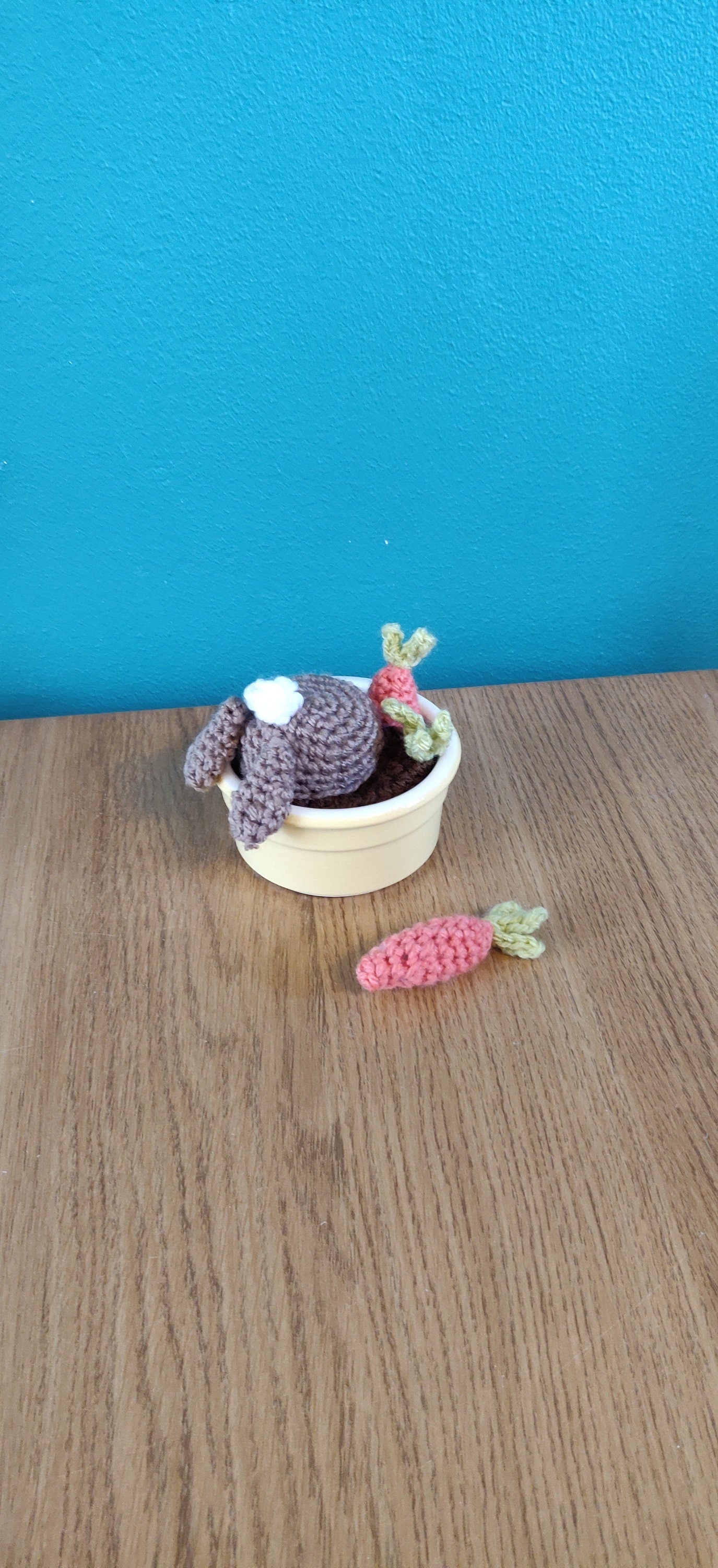 Easter Bunny in Plant Pot, Easter Decorations, Crochet Bunny, Easter Bunny with Carrot, Easter Gift, Spring Plant, Easter Bunny Ornament