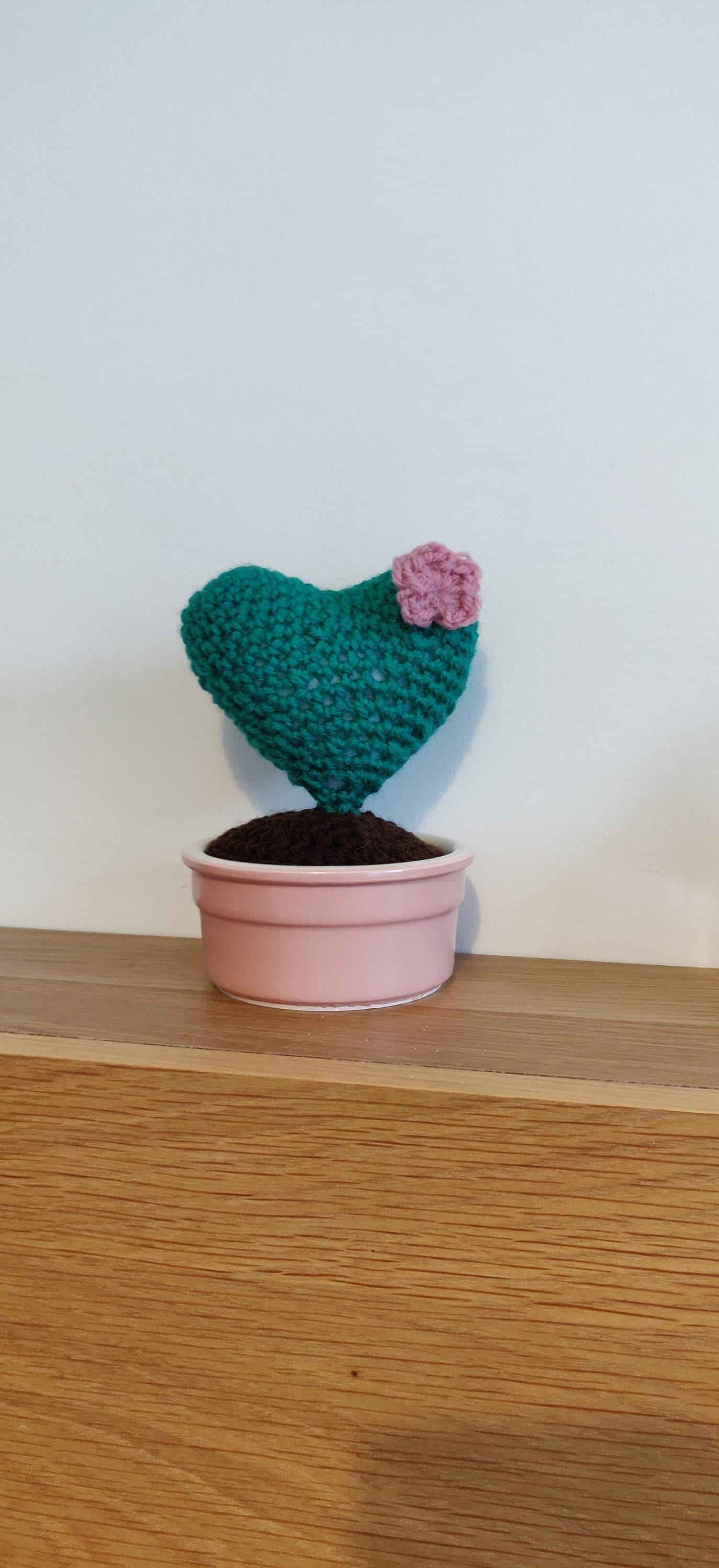 Set of Two Crochet Heart Cacti, Flower Pot Decor