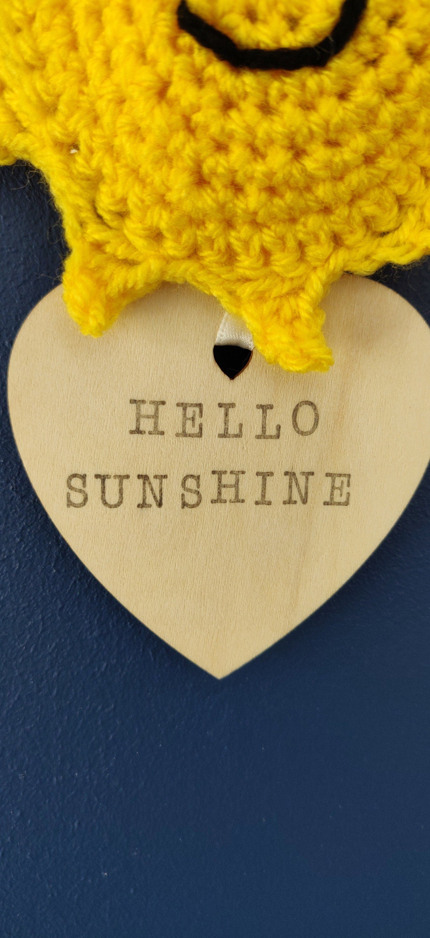 Crocheted Sunshine Door Hanger, Hello Sunshine Sign