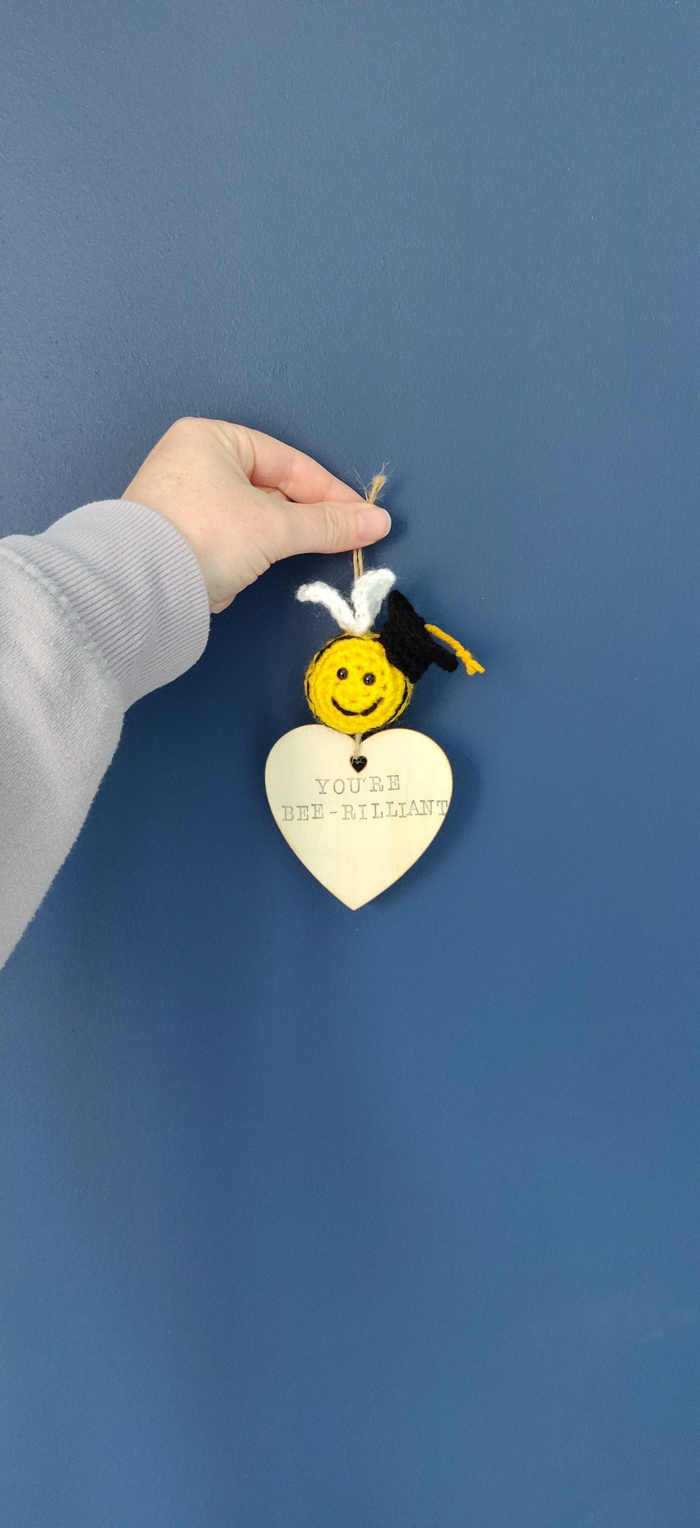 Crocheted Bee Graduation Gift, Pun Sign, College Keepsake