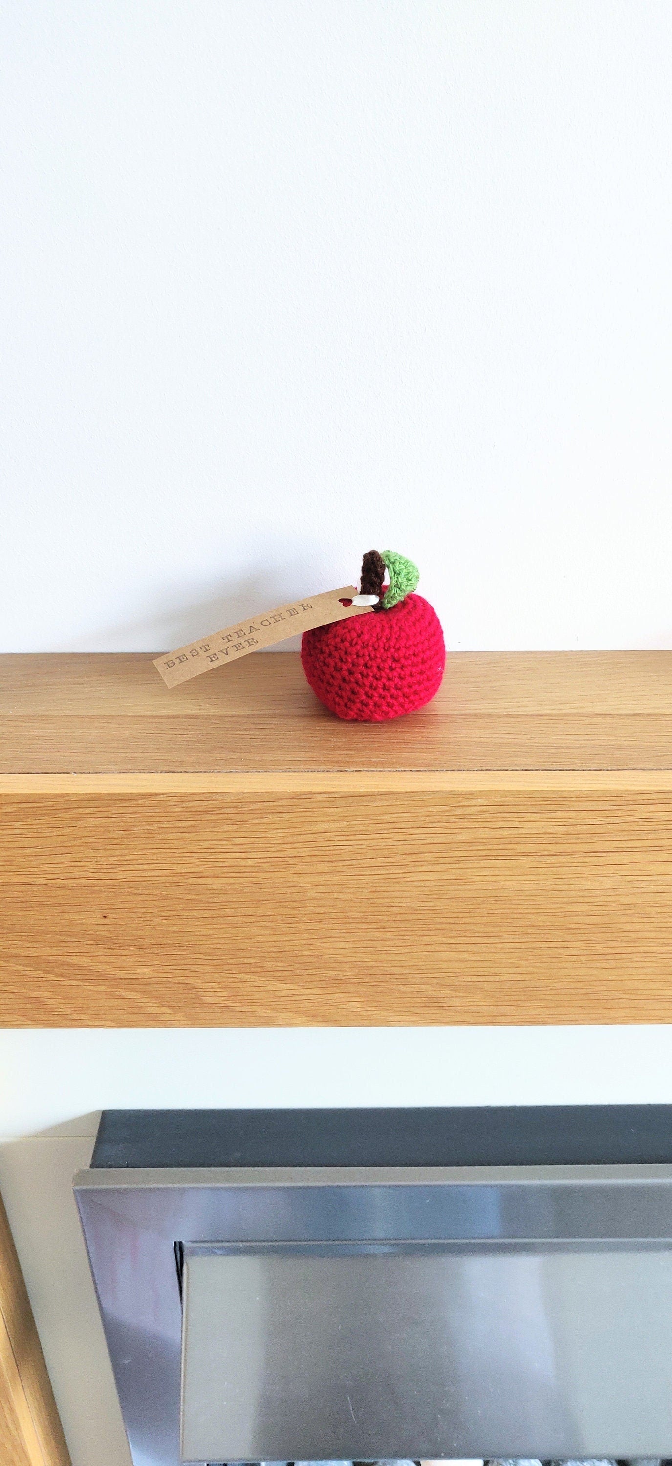 Apple Teacher Gift, End of Term Present, Crochet Apple, Personalised Teacher Appreciation, Red Apple Prop, Thank you for Helping me Grow