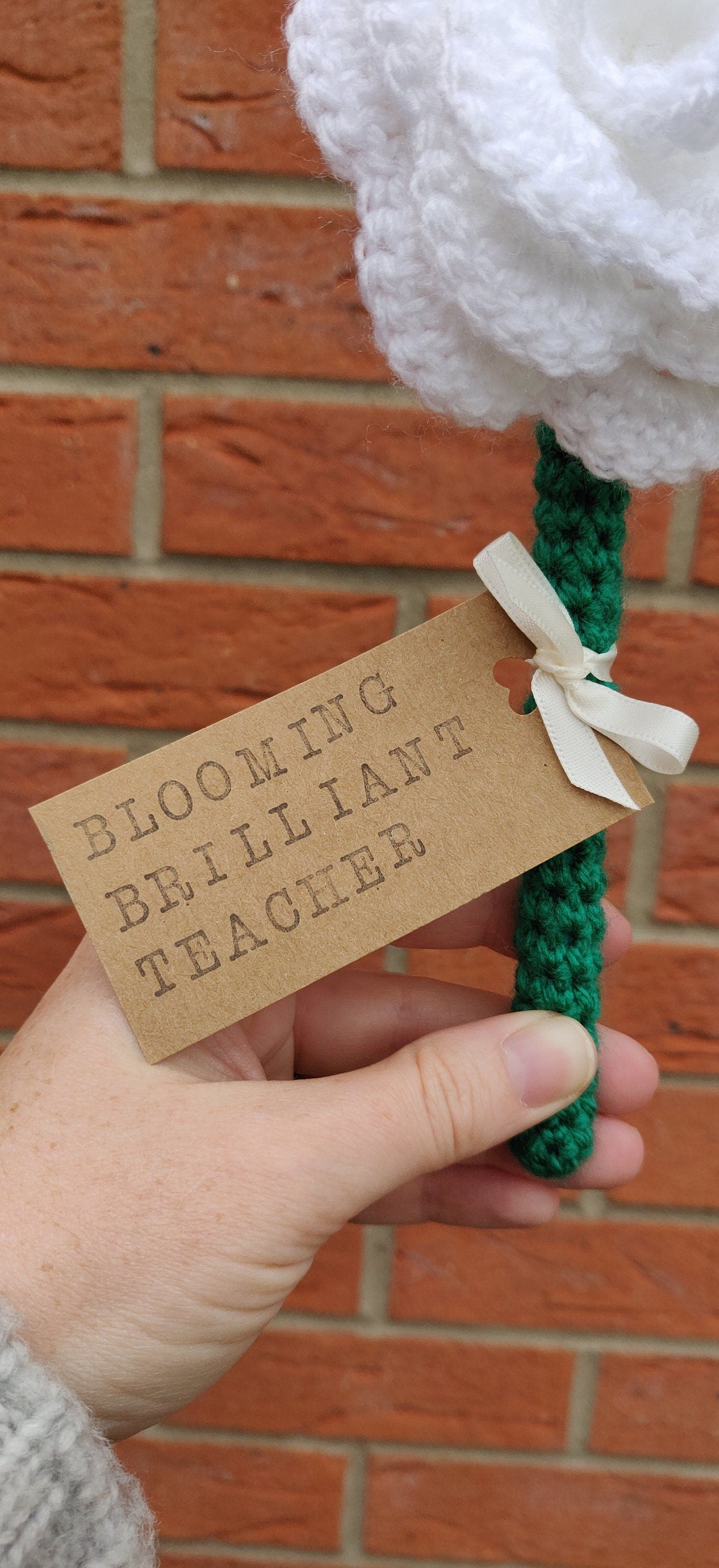 Teacher Gift, Rose Flower Gift, Gift for Teachers, Blooming Brilliant Teacher, Personalised Teaching Assistant Gift, Artificial White Rose
