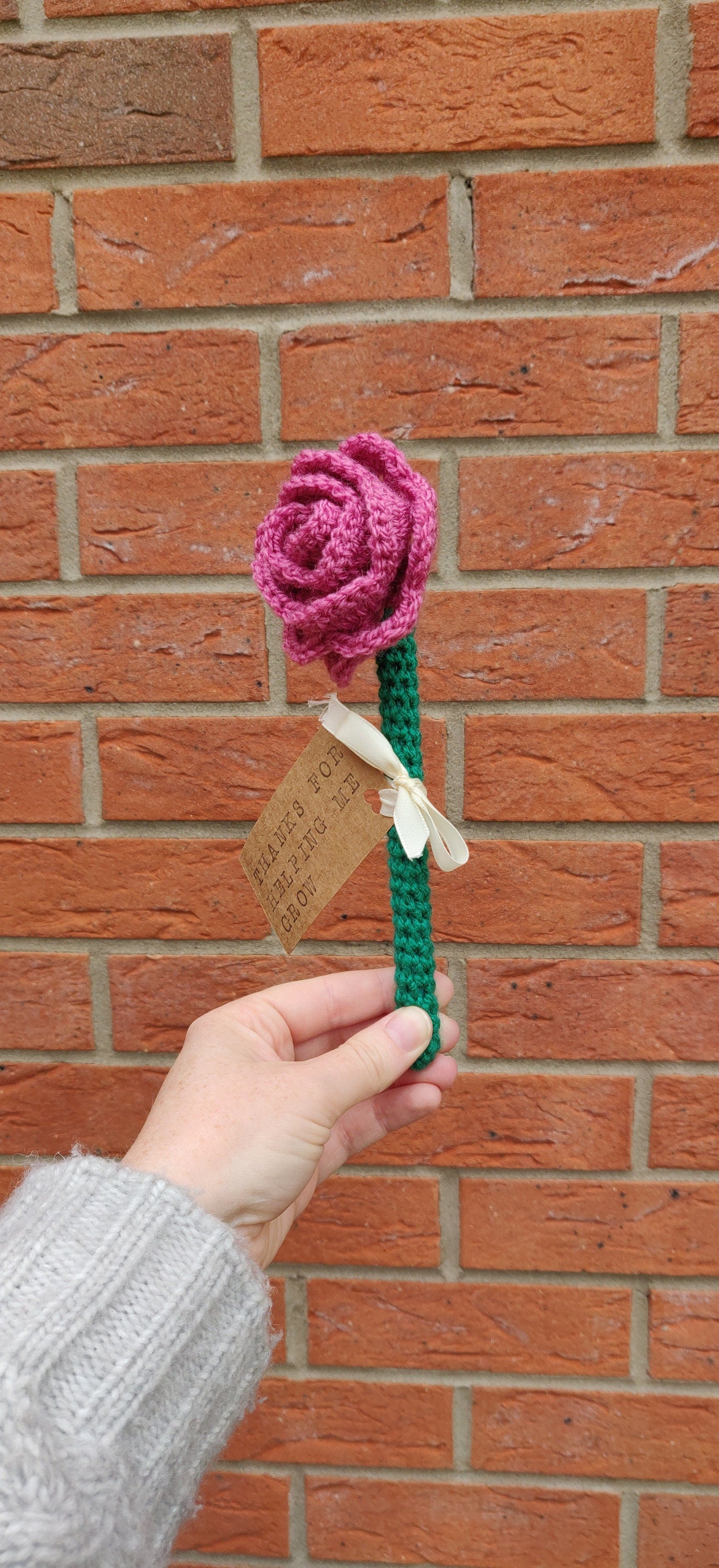Rose Teacher Gift, Gifts for Teachers, Thank You for Helping Me Grow, Personalised Teacher Assistant Gift, Artificial Rose Fake Rose