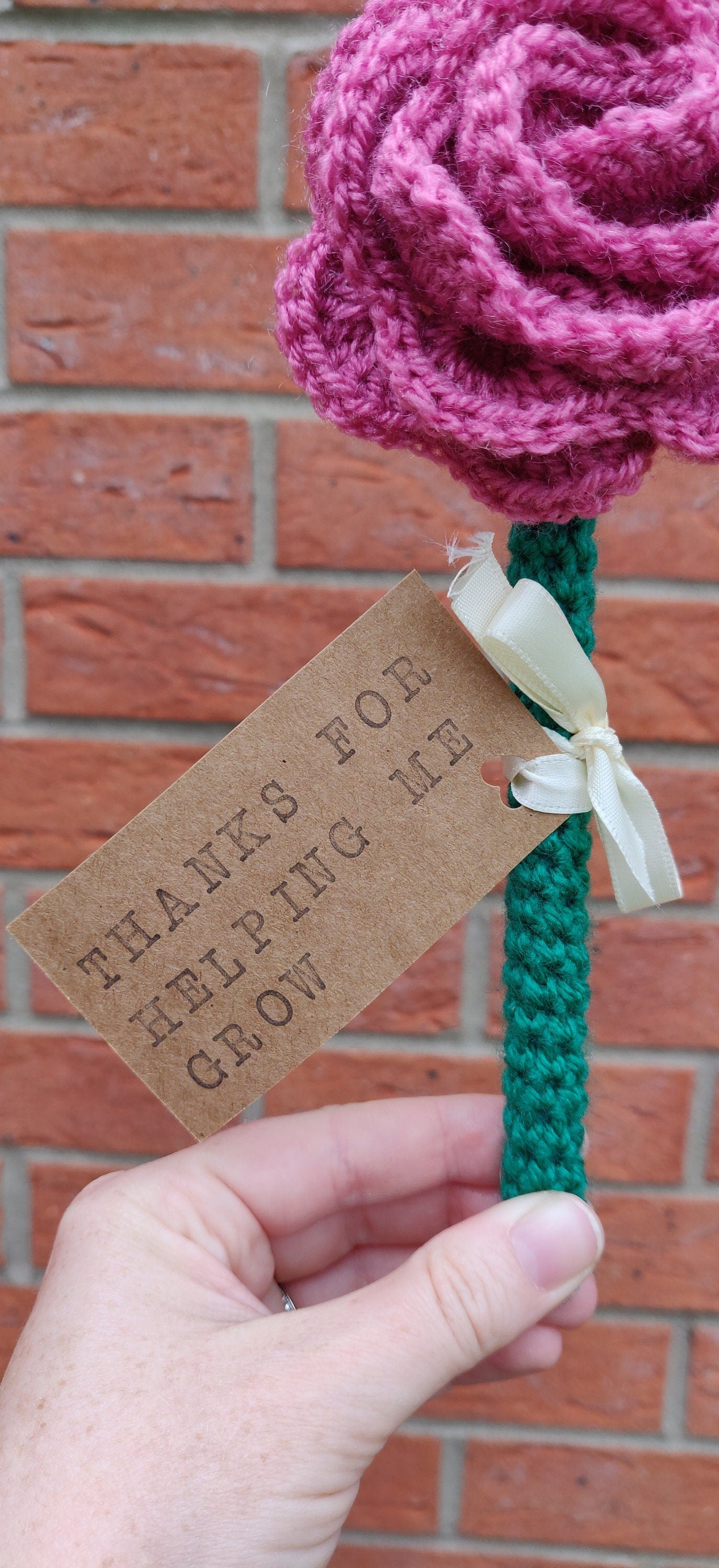 Rose Teacher Gift, Gifts for Teachers, Thank You for Helping Me Grow, Personalised Teacher Assistant Gift, Artificial Rose Fake Rose