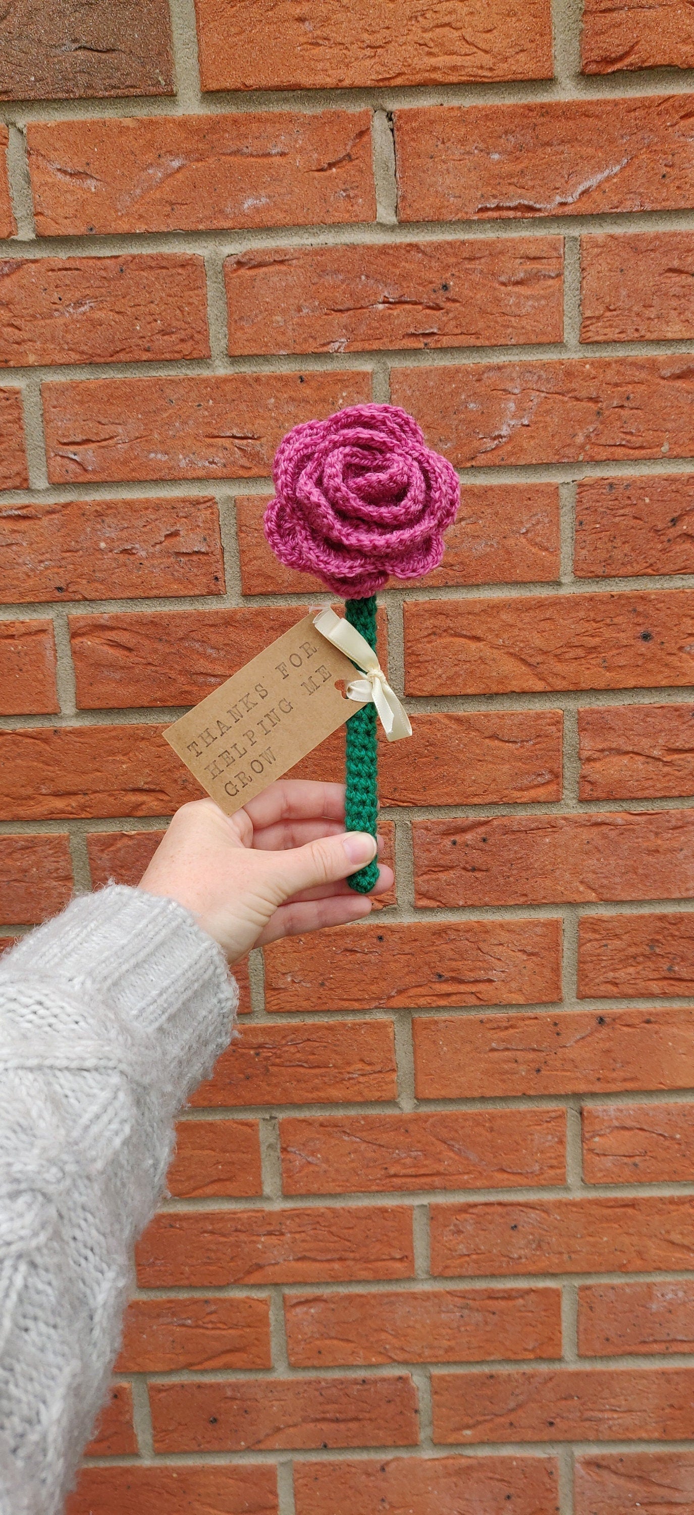 Rose Teacher Gift, Gifts for Teachers, Thank You for Helping Me Grow, Personalised Teacher Assistant Gift, Artificial Rose Fake Rose