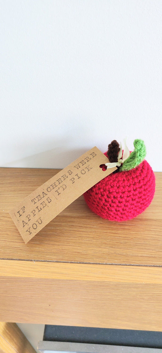 Apple Teacher Gift, End of Term Present, If Teachers Were Apples I'd Pick You, Crochet Personalised Teacher Appreciation, Red Apple Prop