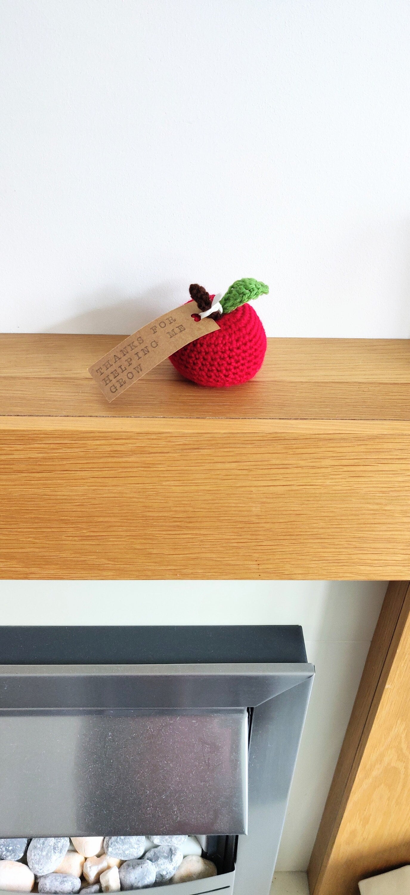 Apple Teacher Gift, End of Term Present, Crochet Apple, Personalised Teacher Appreciation, Green Apple Prop, Thank you for Helping me Grow