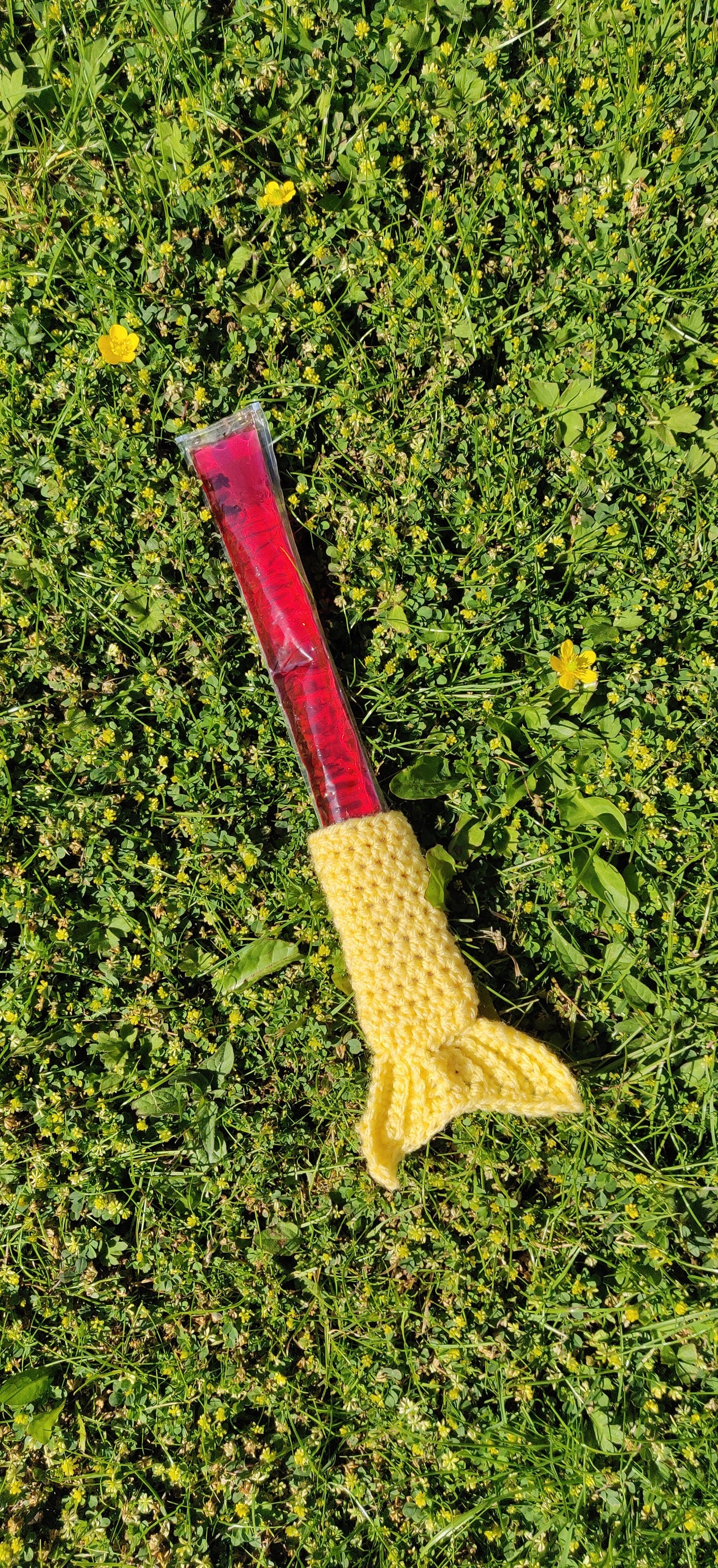Mermaid Ice Pop Holder, Mermaid Tail Gift, Summer Gift, Popsicle Holder, Cold Hand Mermaid, Crochet Yellow Mermaid, Summer Party Favour Girl