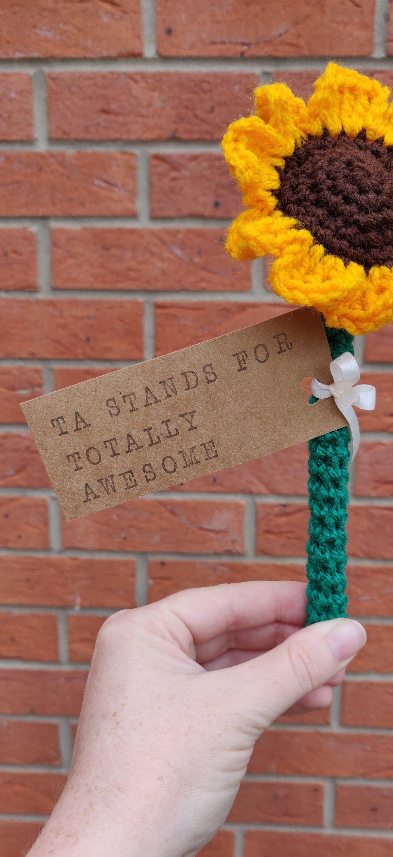 Sunflower Teacher Gift, Gifts for Teacher, TA Stands for Totally Awesome TA, Personalised Teacher Gift, Artificial Sunflower, Fake Sunflower