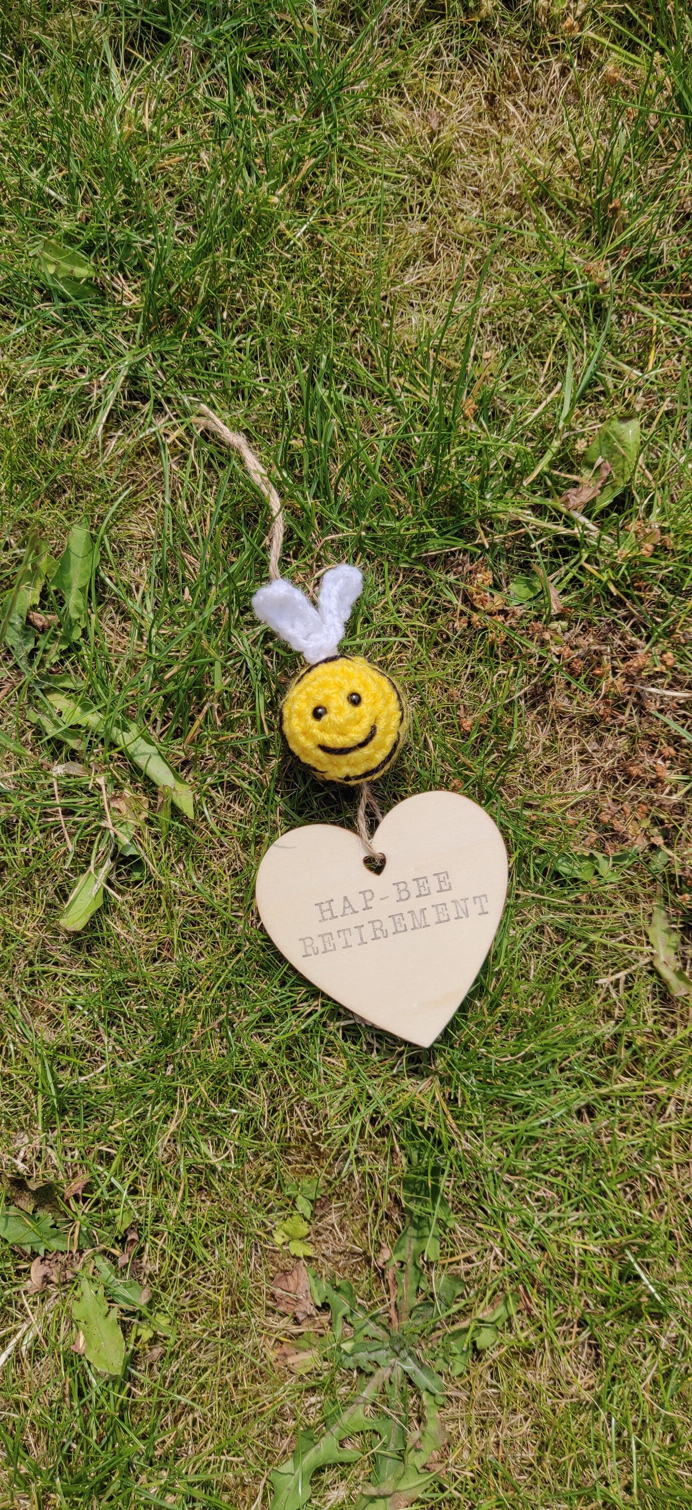 Retirement Bee Gift: Hap-bee Wooden Hanging Sign Keepsake
