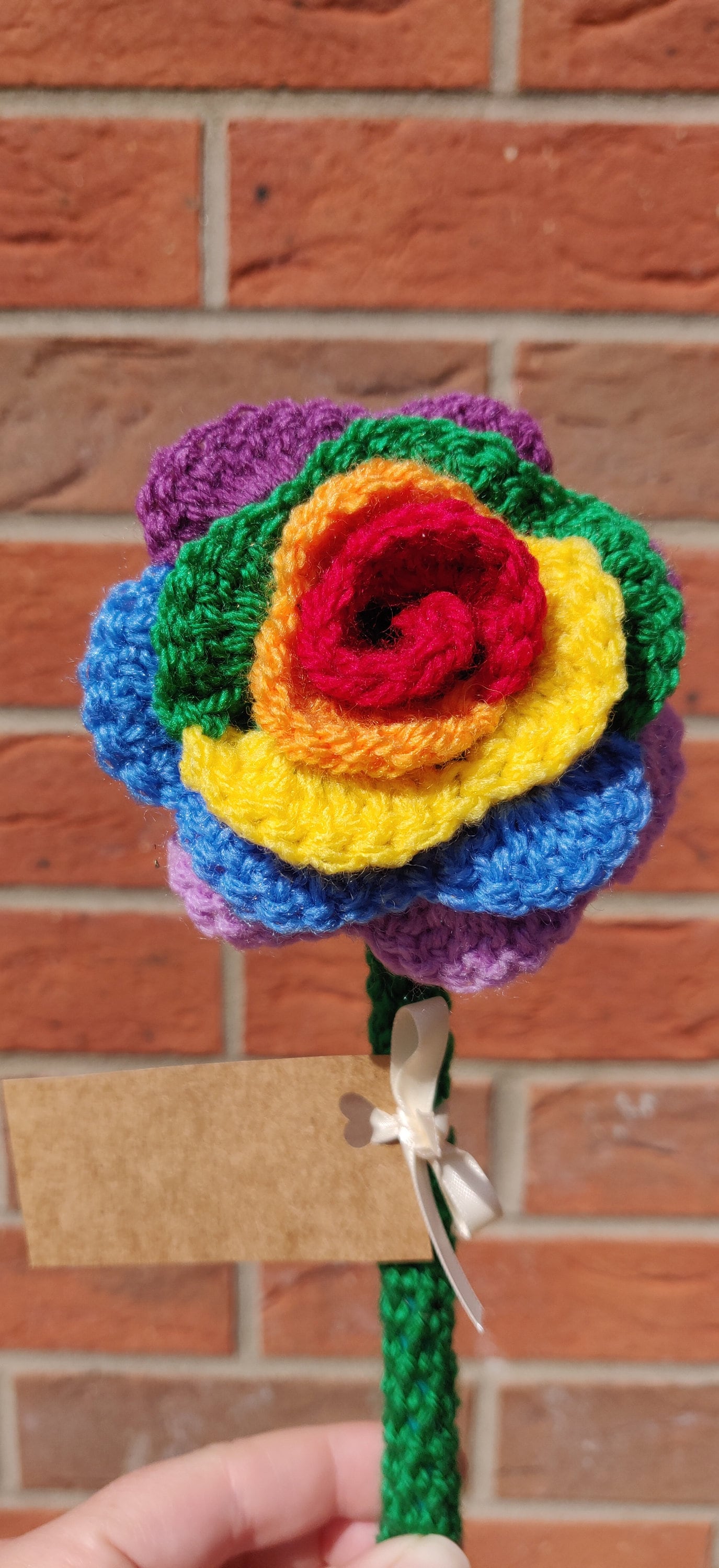 Crochet Rainbow Rose, Pride Gift, Personalized Flower