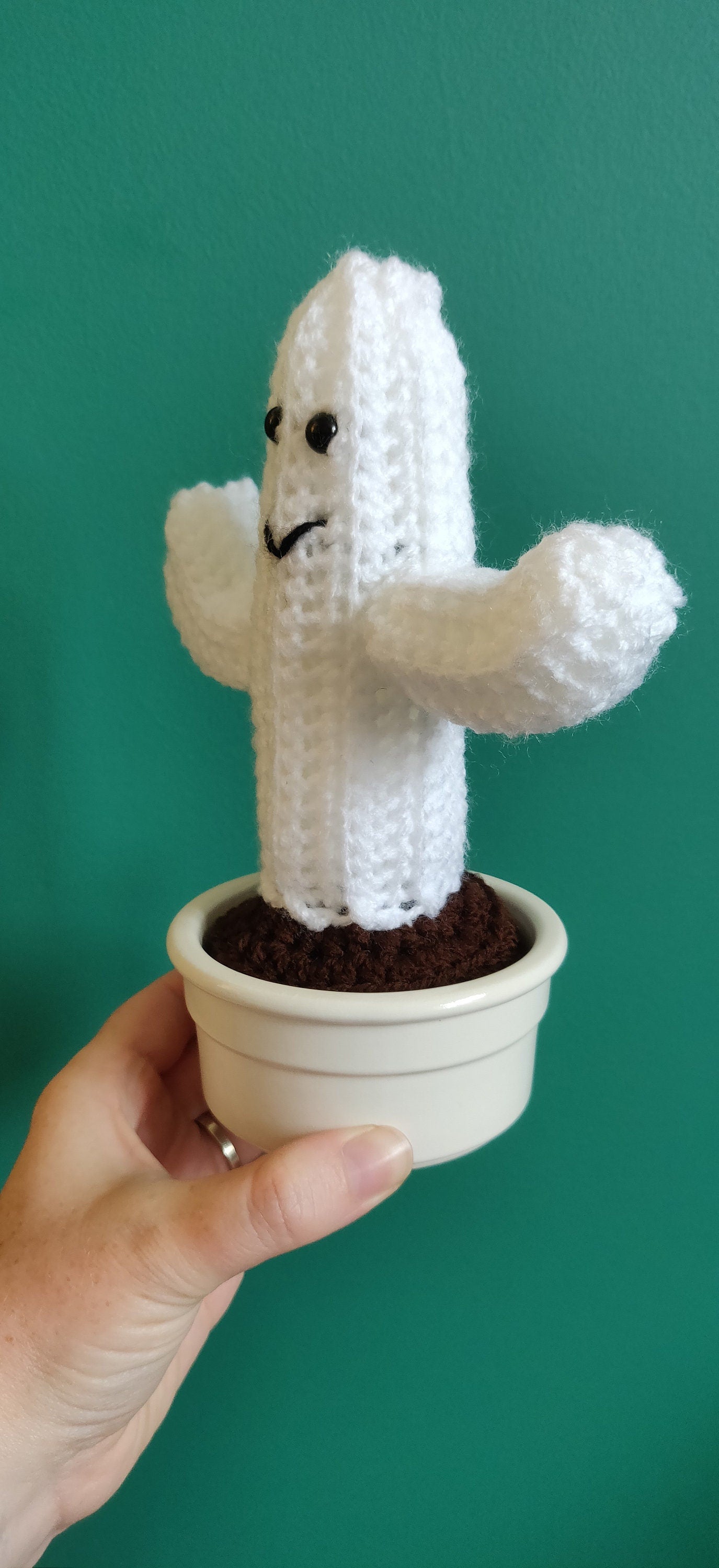 Ghost Cactus Halloween Decoration, White Ghost, Halloween Ghost, Unique Halloween Decor, Crochet Ghost, Ghost Face, Halloween Cactus
