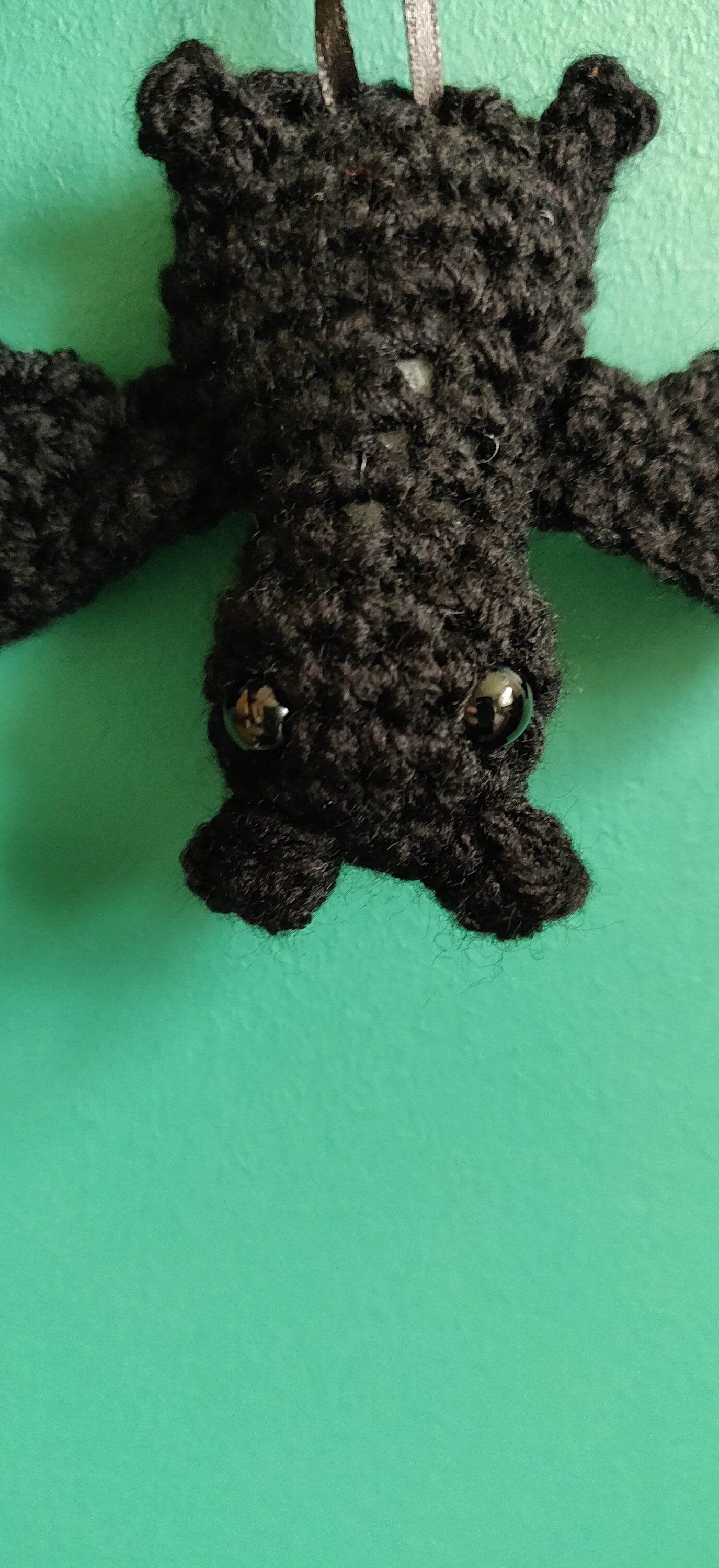 Crochet Black Bat, Halloween Hanging Ornament