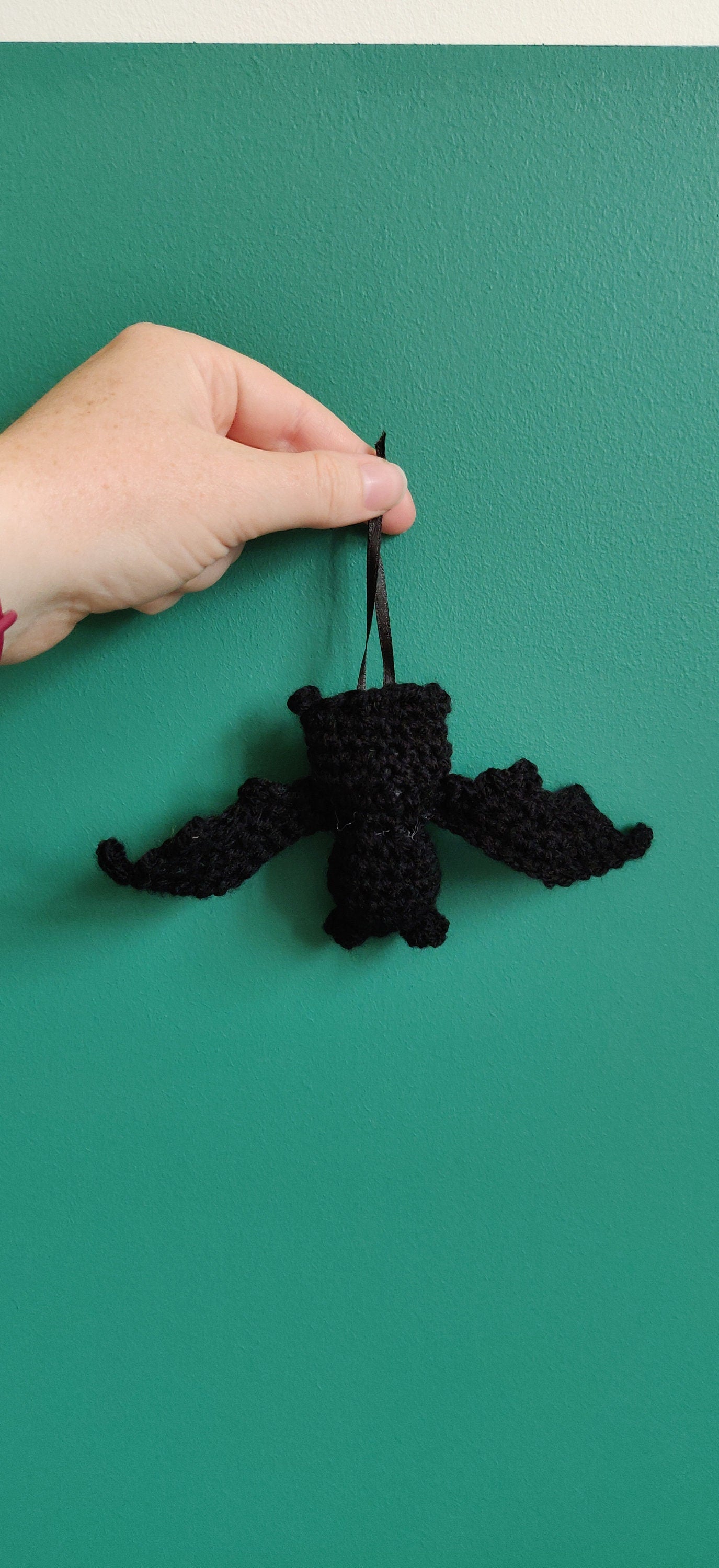 Crochet Black Bat, Halloween Hanging Ornament