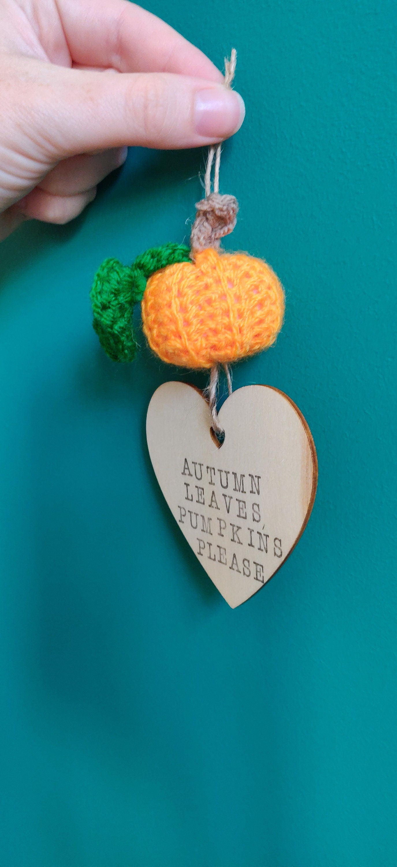 Crochet Pumpkin Autumn Wooden Sign, Personalized Halloween Decor