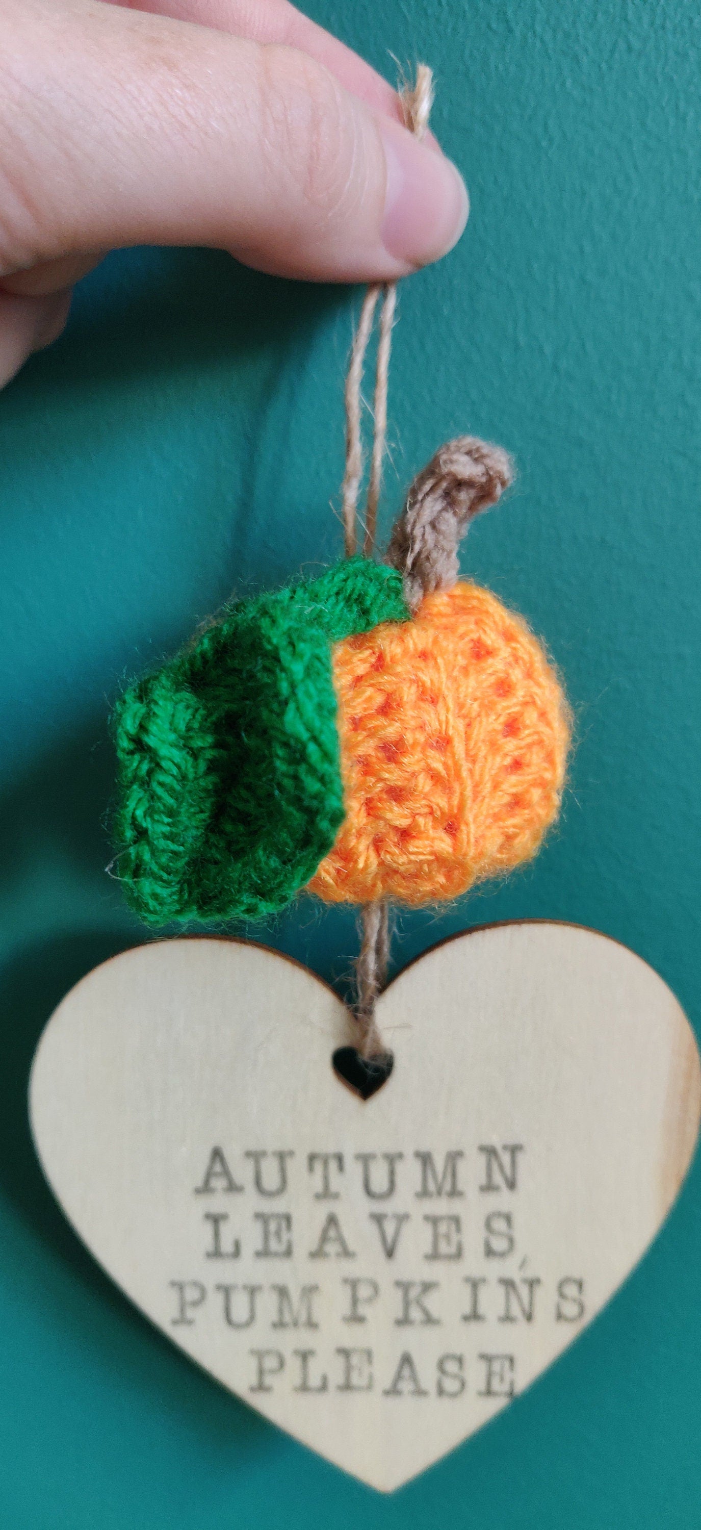 Crochet Pumpkin Autumn Wooden Sign, Personalized Halloween Decor