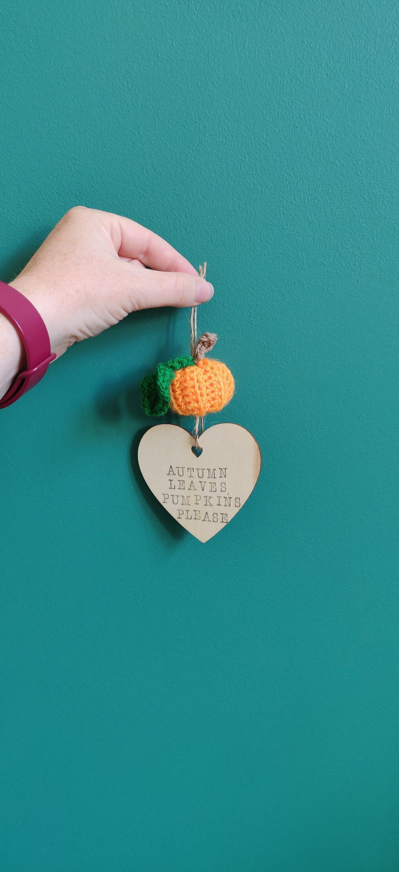 Crochet Pumpkin Autumn Wooden Sign, Personalized Halloween Decor