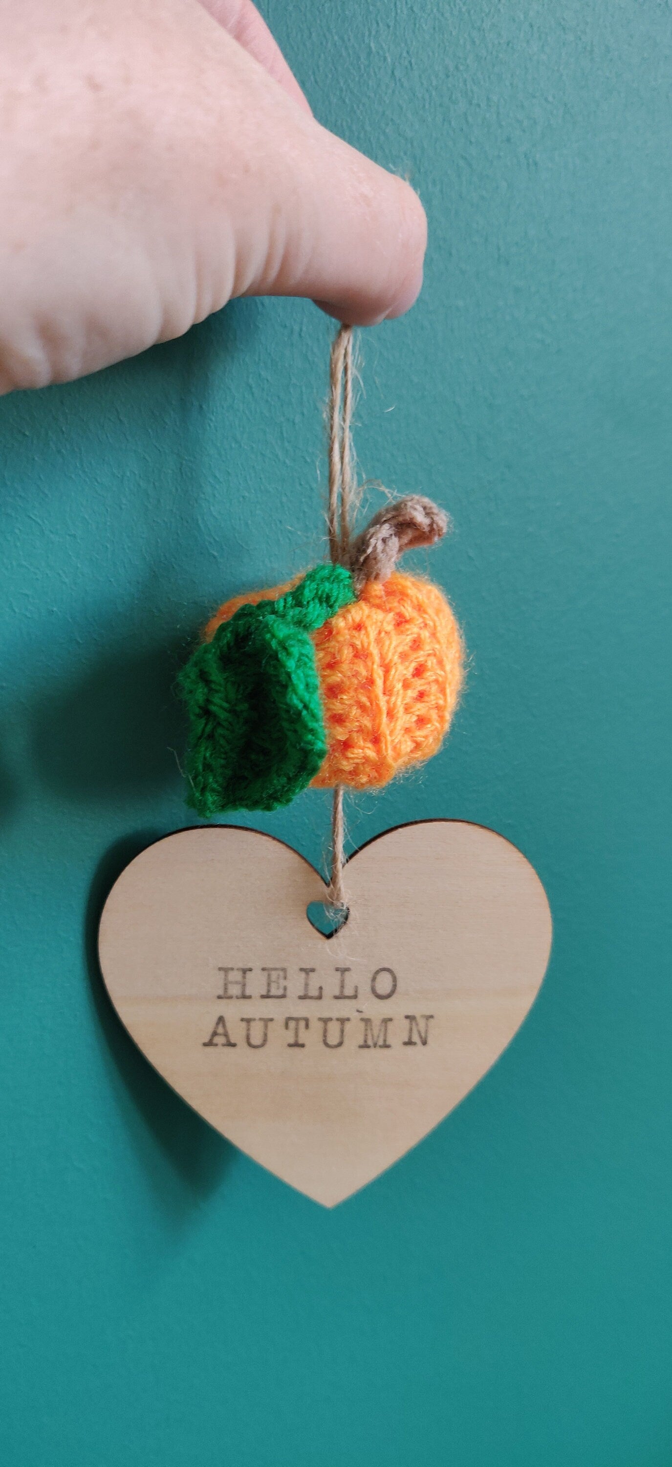 Hello Autumn Sign, Hanging Decoration, Fall Decor, Mini Pumpkin Sign, Crochet Pumpkin, Personalised Sign, Halloween Decor, Tiered Tray