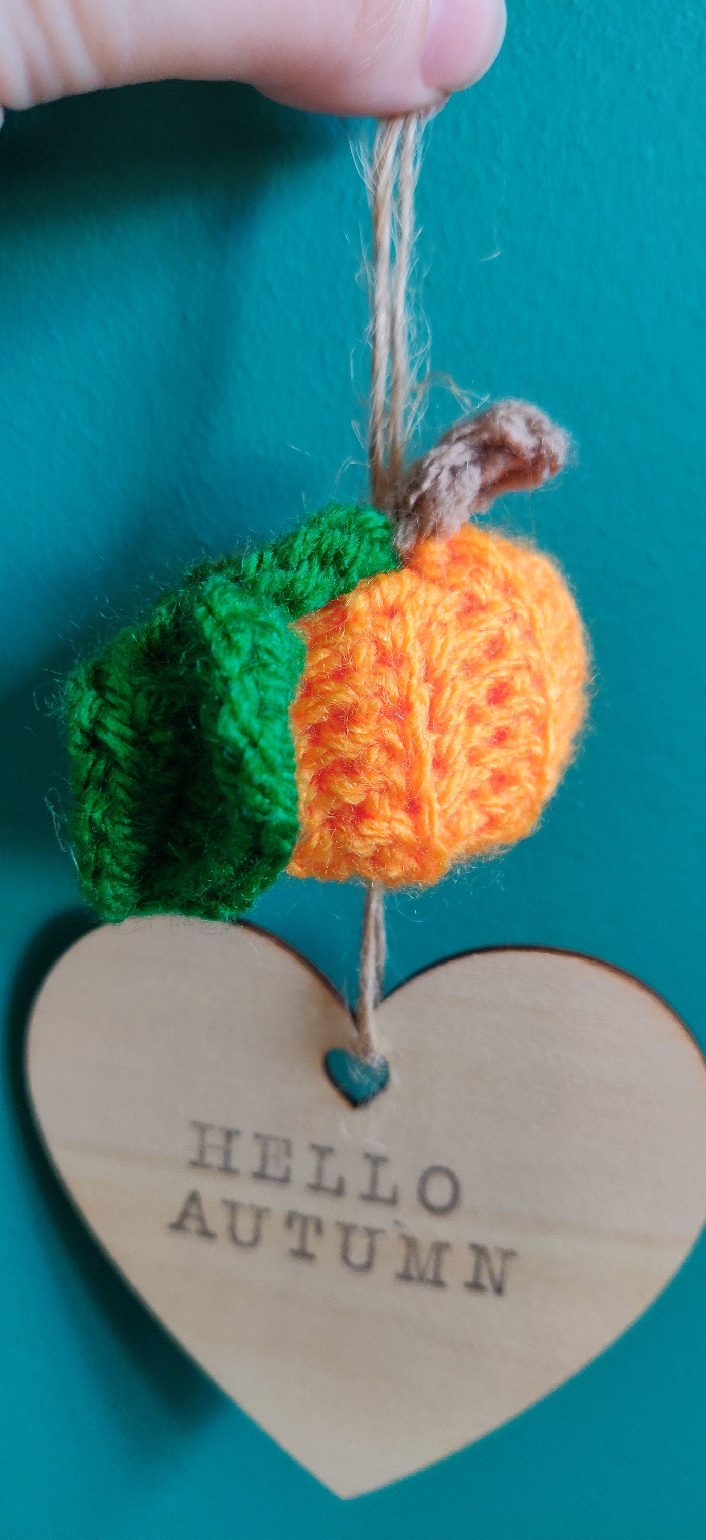 Hello Autumn Sign, Hanging Decoration, Fall Decor, Mini Pumpkin Sign, Crochet Pumpkin, Personalised Sign, Halloween Decor, Tiered Tray