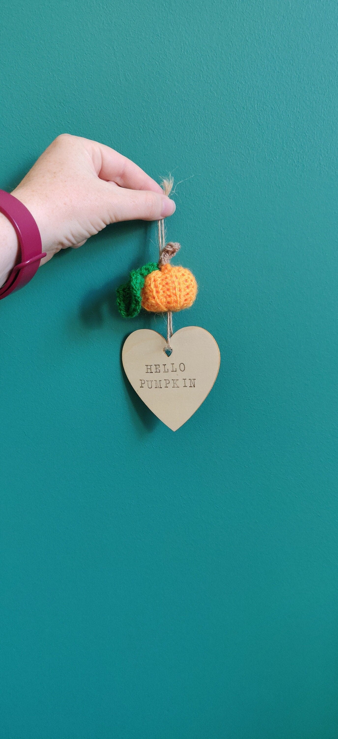 Hello Pumpkin Sign, Hanging Decoration, Fall Decor, Mini Pumpkin Sign, Crochet Pumpkin, Personalised Sign, Halloween Decor, Tiered Tray