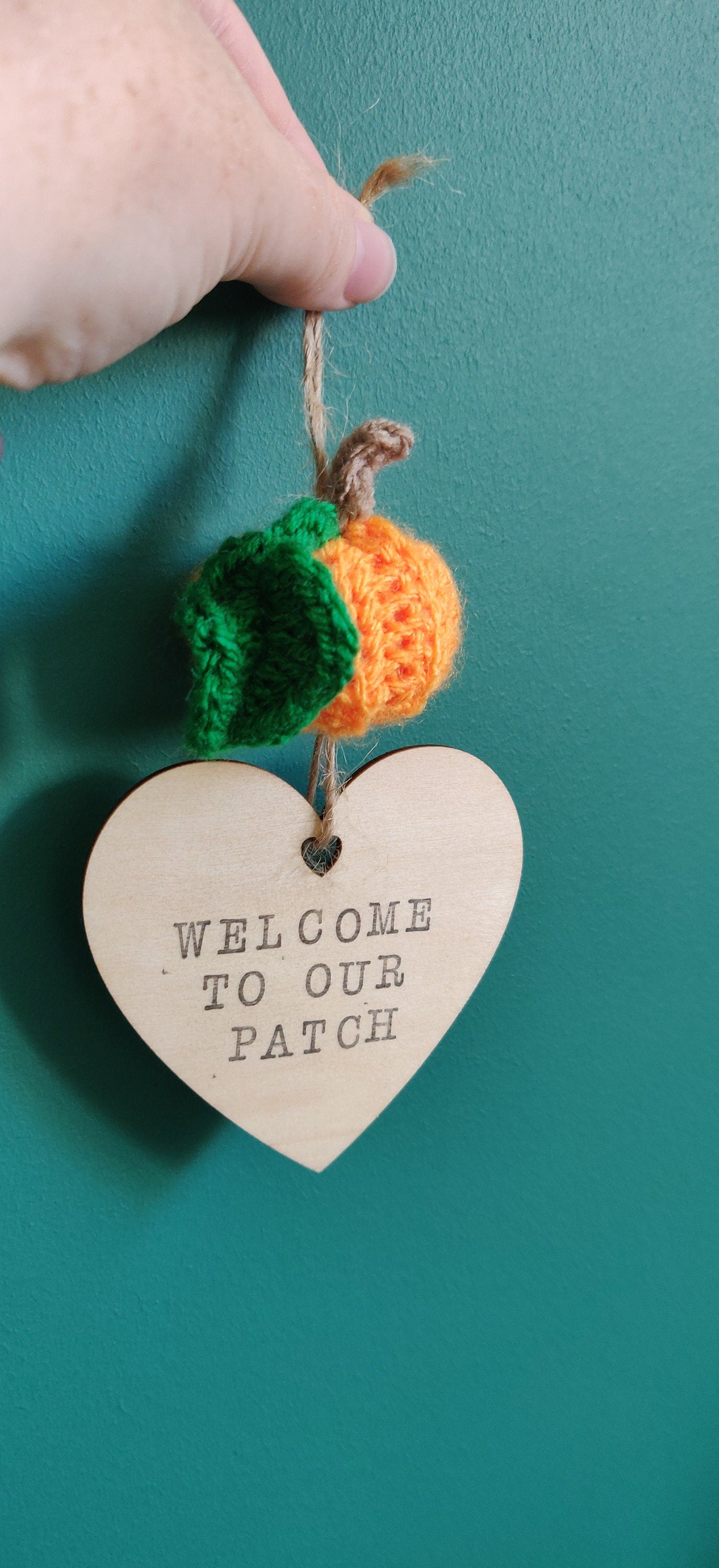 Welcome To Our Patch Sign, New Home Gift, Pumpkin Patch Plaque, Autumn Decoration, Orange Mini Pumpkin, Crochet Pumpkin, Wooden Sign