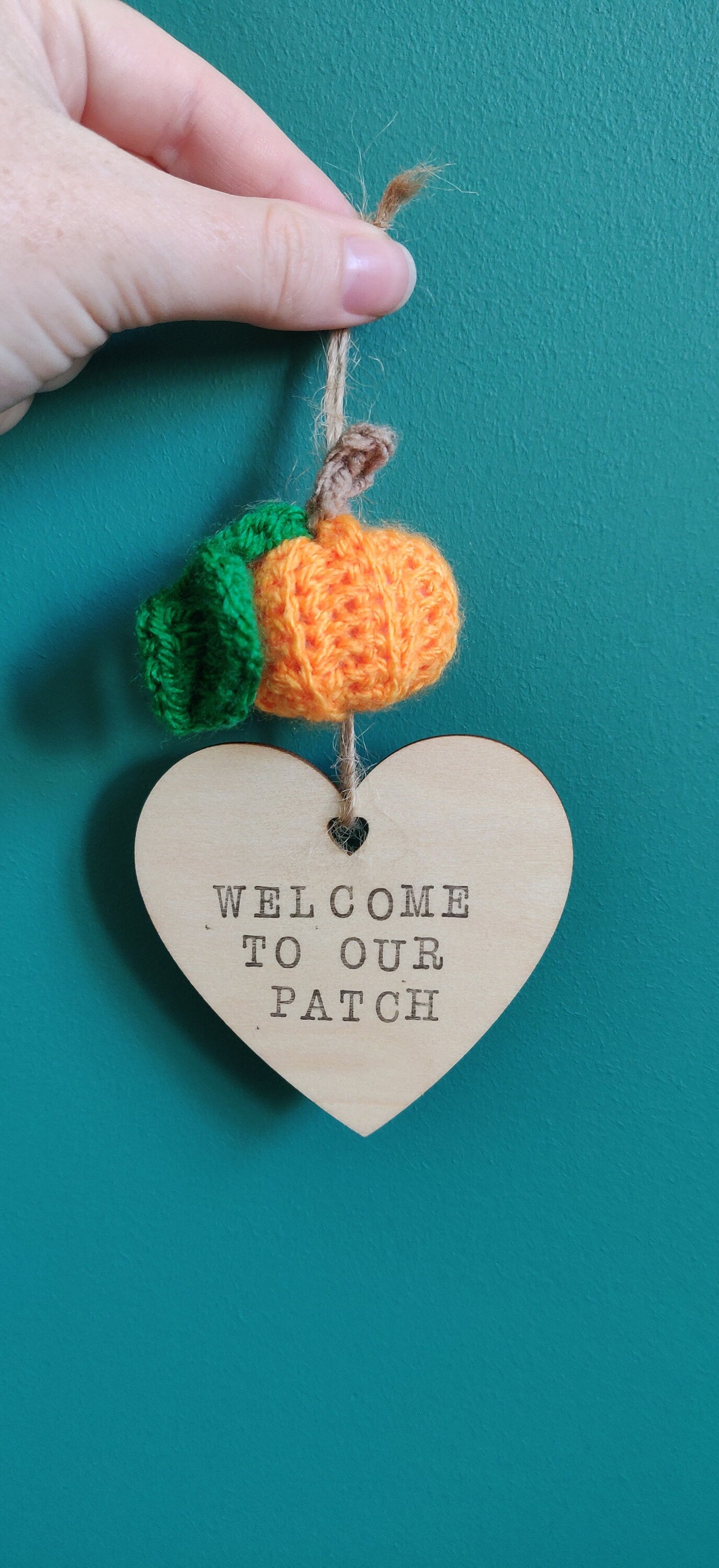 Welcome To Our Patch Sign, New Home Gift, Pumpkin Patch Plaque, Autumn Decoration, Orange Mini Pumpkin, Crochet Pumpkin, Wooden Sign