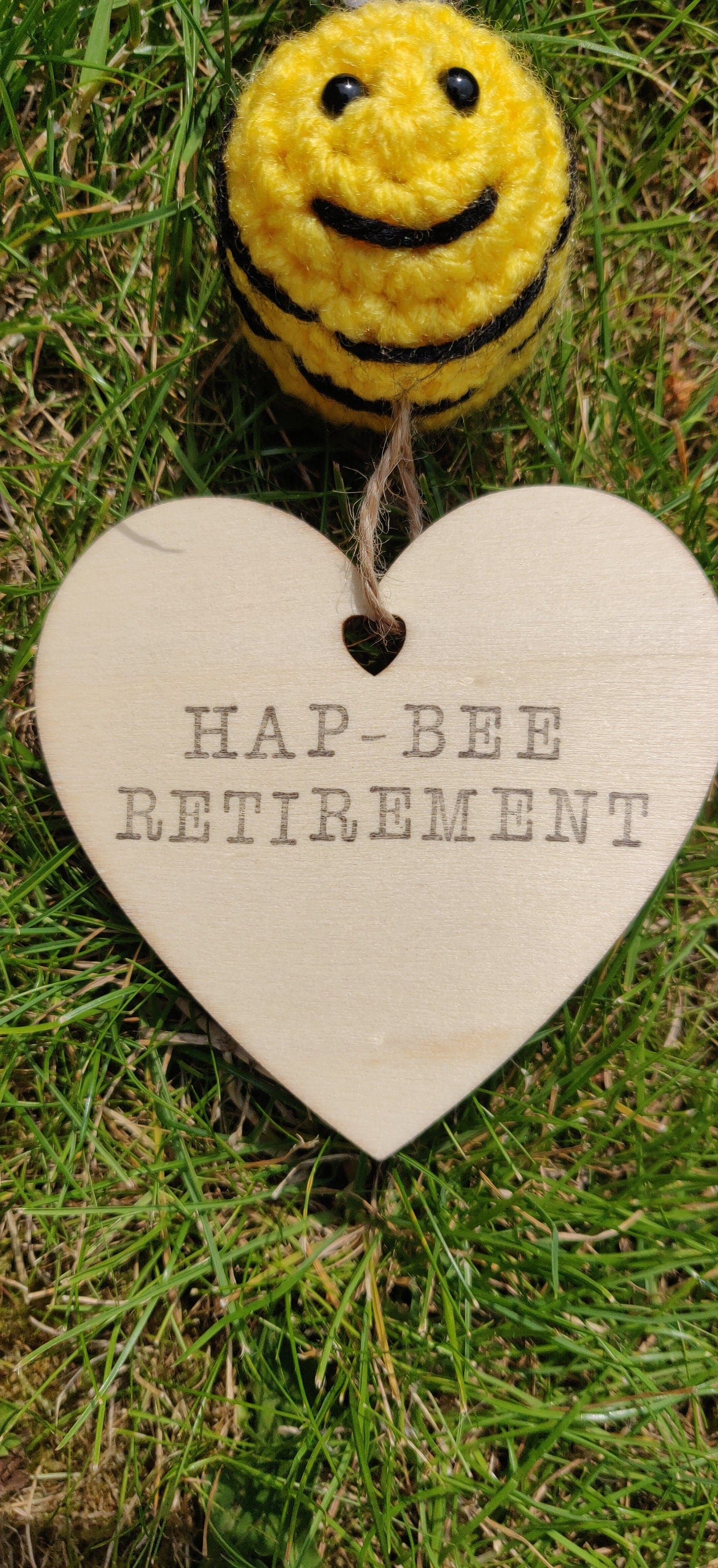 Retirement Bee Gift: Hap-bee Wooden Hanging Sign Keepsake