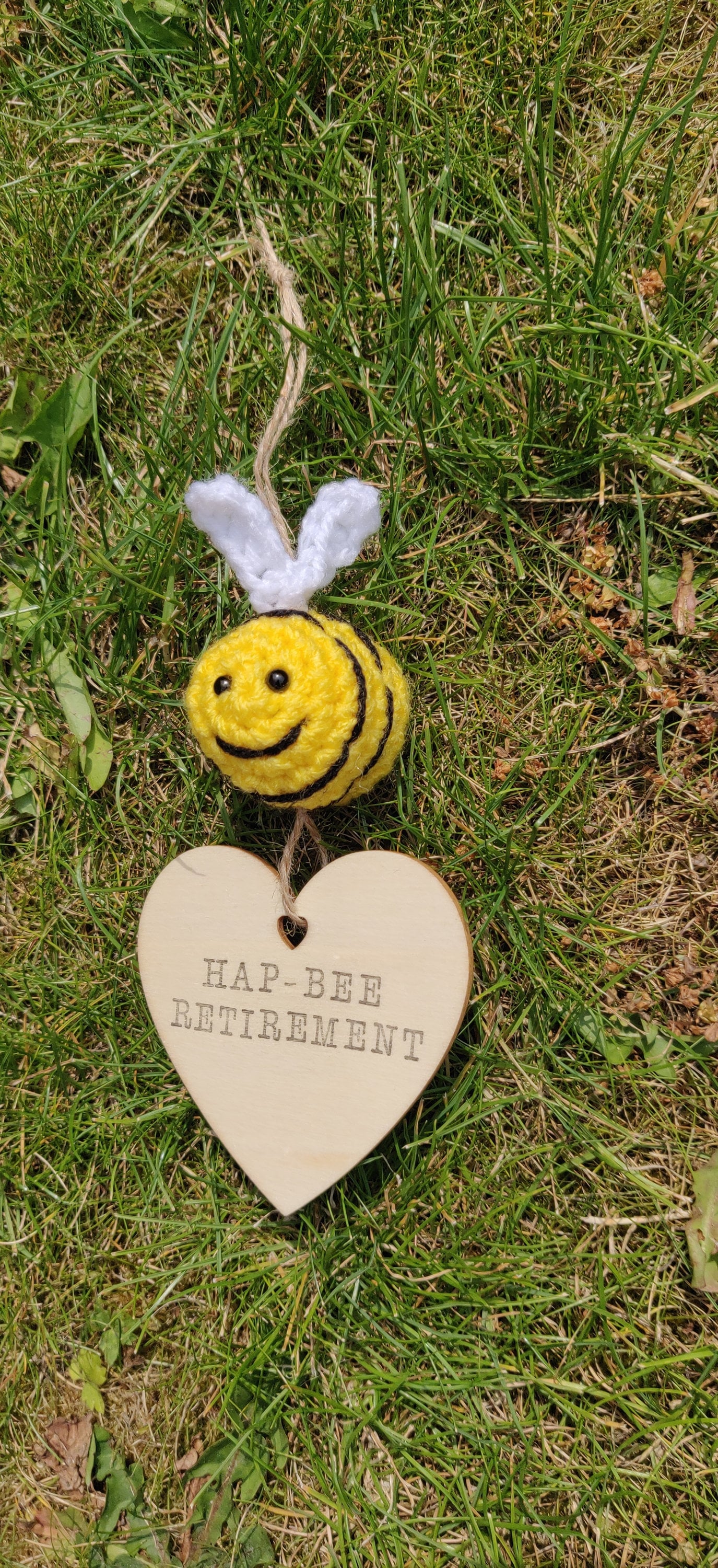 Retirement Bee Gift: Hap-bee Wooden Hanging Sign Keepsake