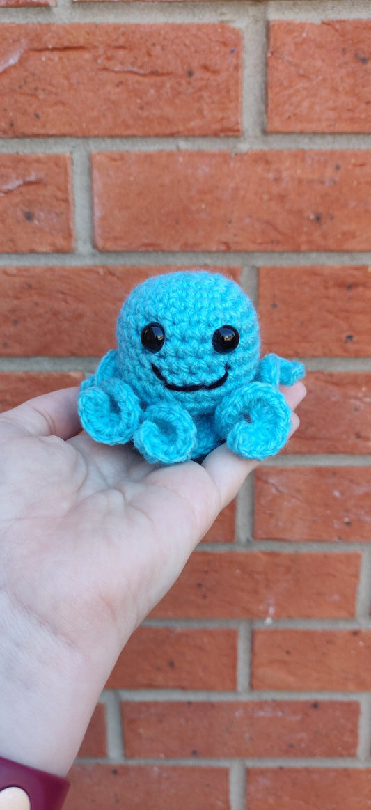 Blue Octopus Ornament Figure, Shelf Buddy, Shelf Sitter, Sea Themed Decor, Octopus Crochet Plush, Under the Sea Gift, Squid Gift