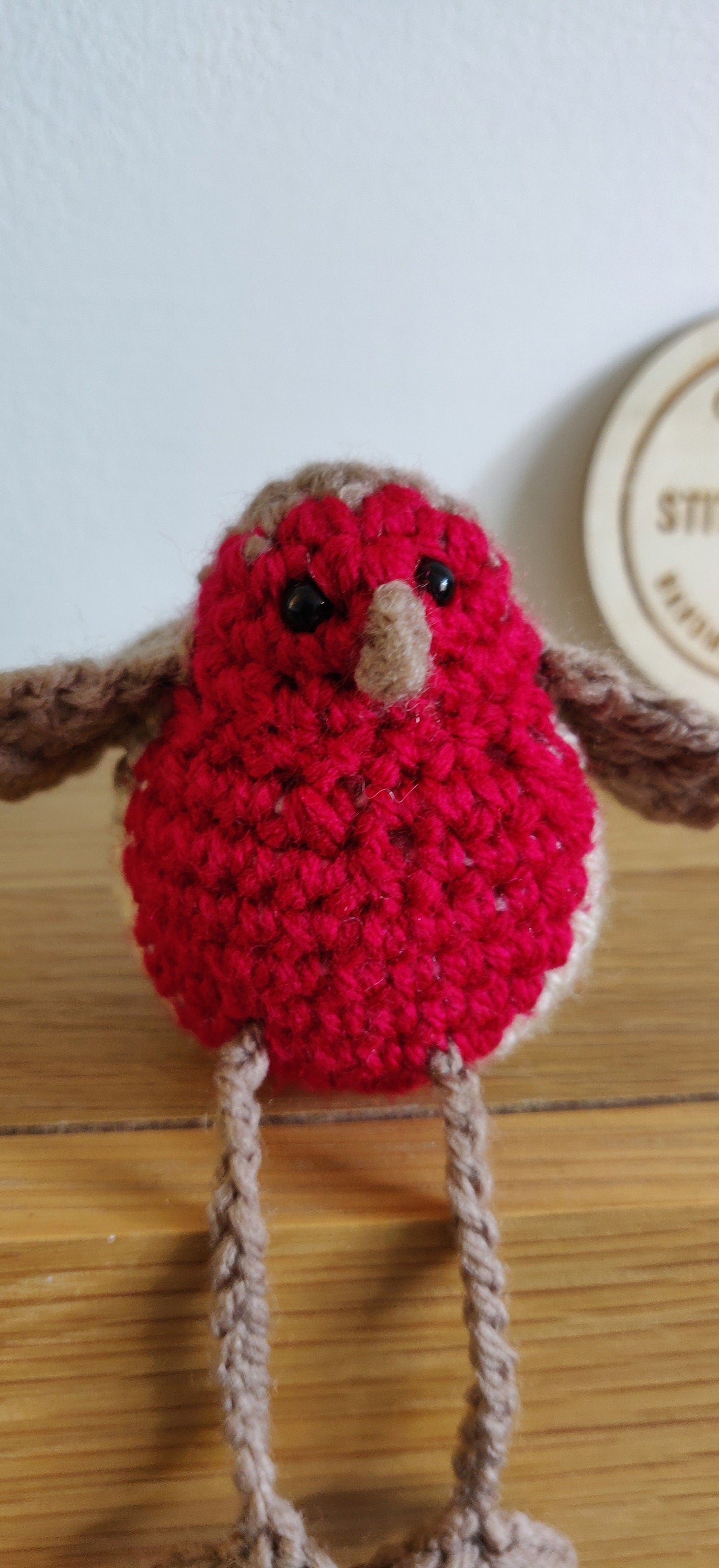 Crochet Robin Shelf Sitter, Christmas Bird Ornament