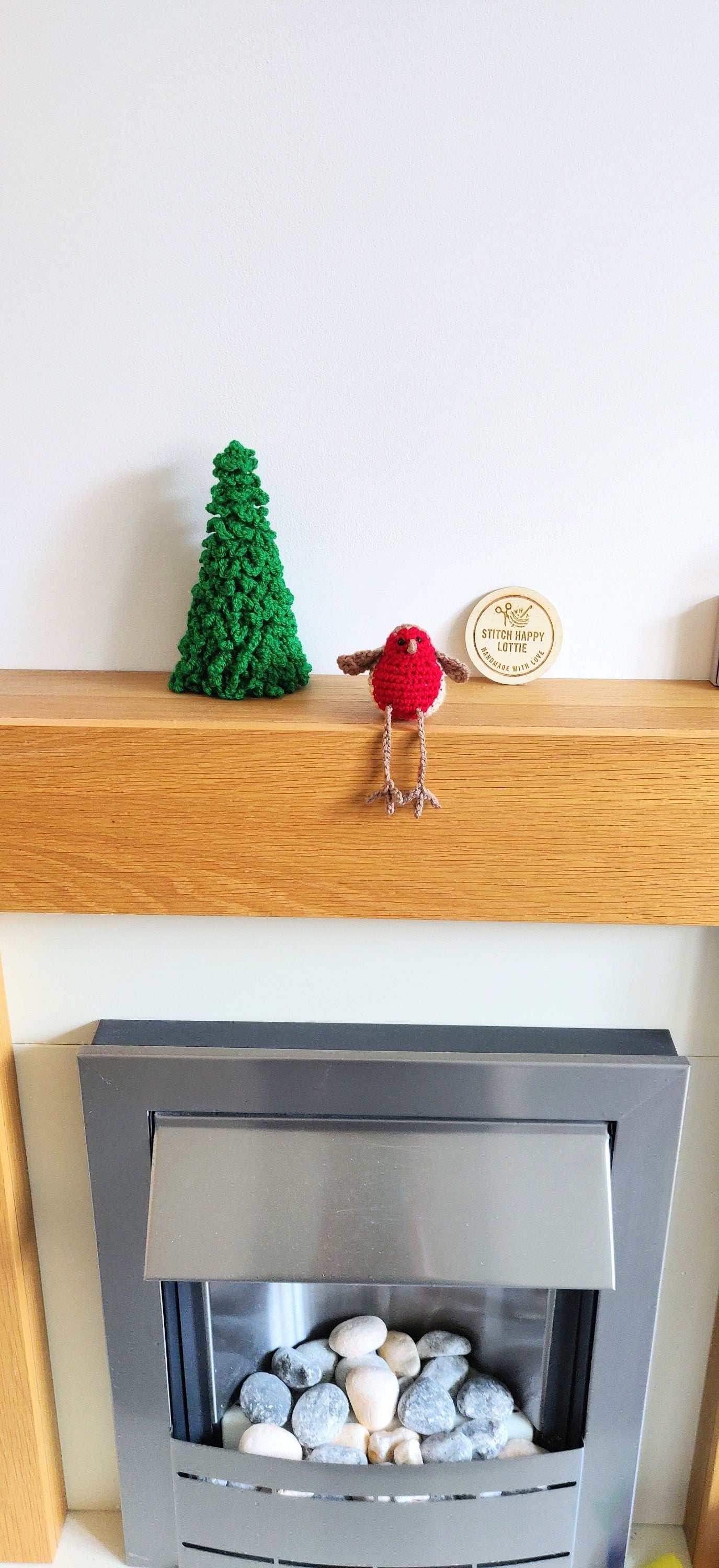 Crochet Robin Shelf Sitter, Christmas Bird Ornament