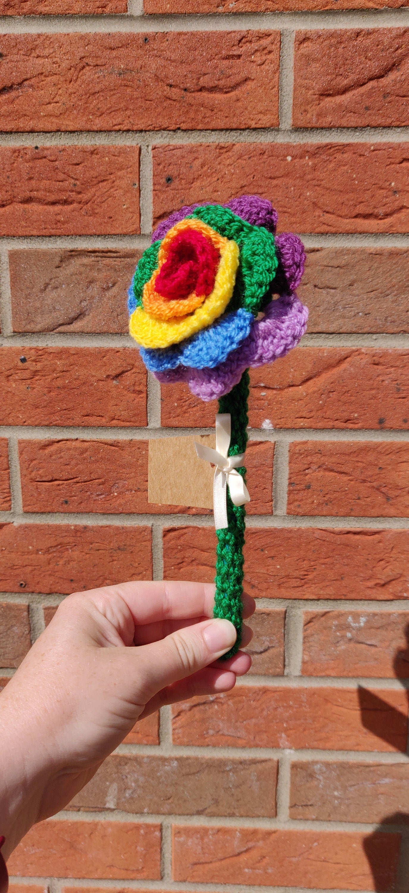 Crochet Rainbow Rose, Pride Gift, Personalized Flower