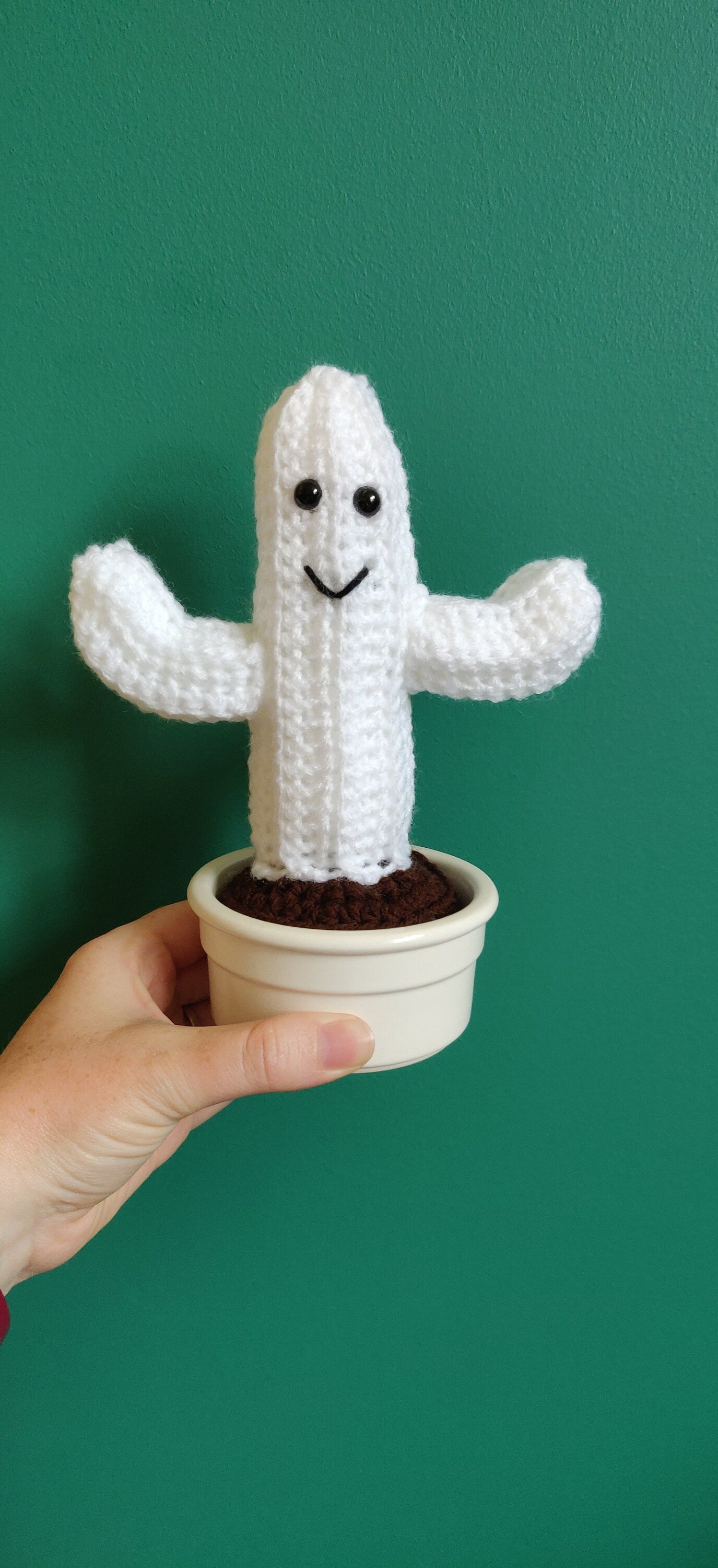 Ghost Cactus Halloween Decoration, White Ghost, Halloween Ghost, Unique Halloween Decor, Crochet Ghost, Ghost Face, Halloween Cactus
