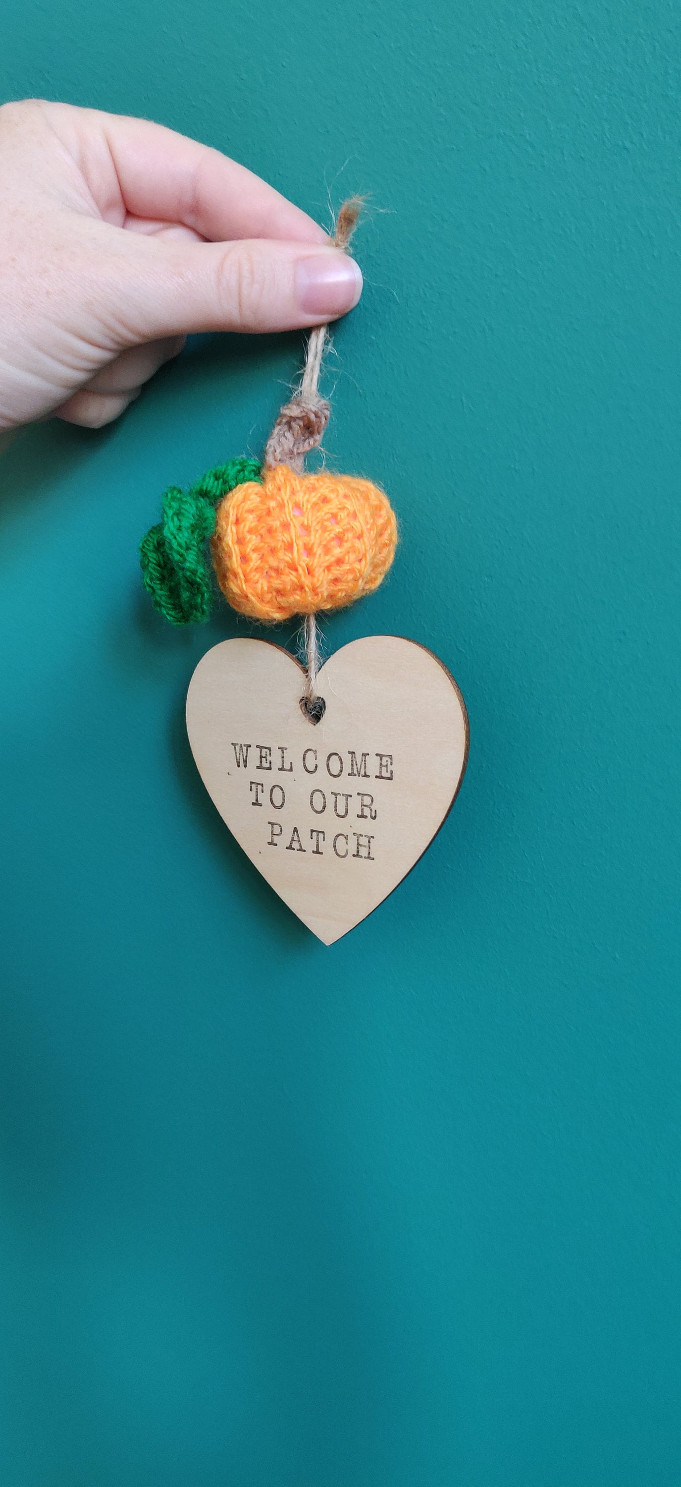 Welcome To Our Patch Sign, New Home Gift, Pumpkin Patch Plaque, Autumn Decoration, Orange Mini Pumpkin, Crochet Pumpkin, Wooden Sign