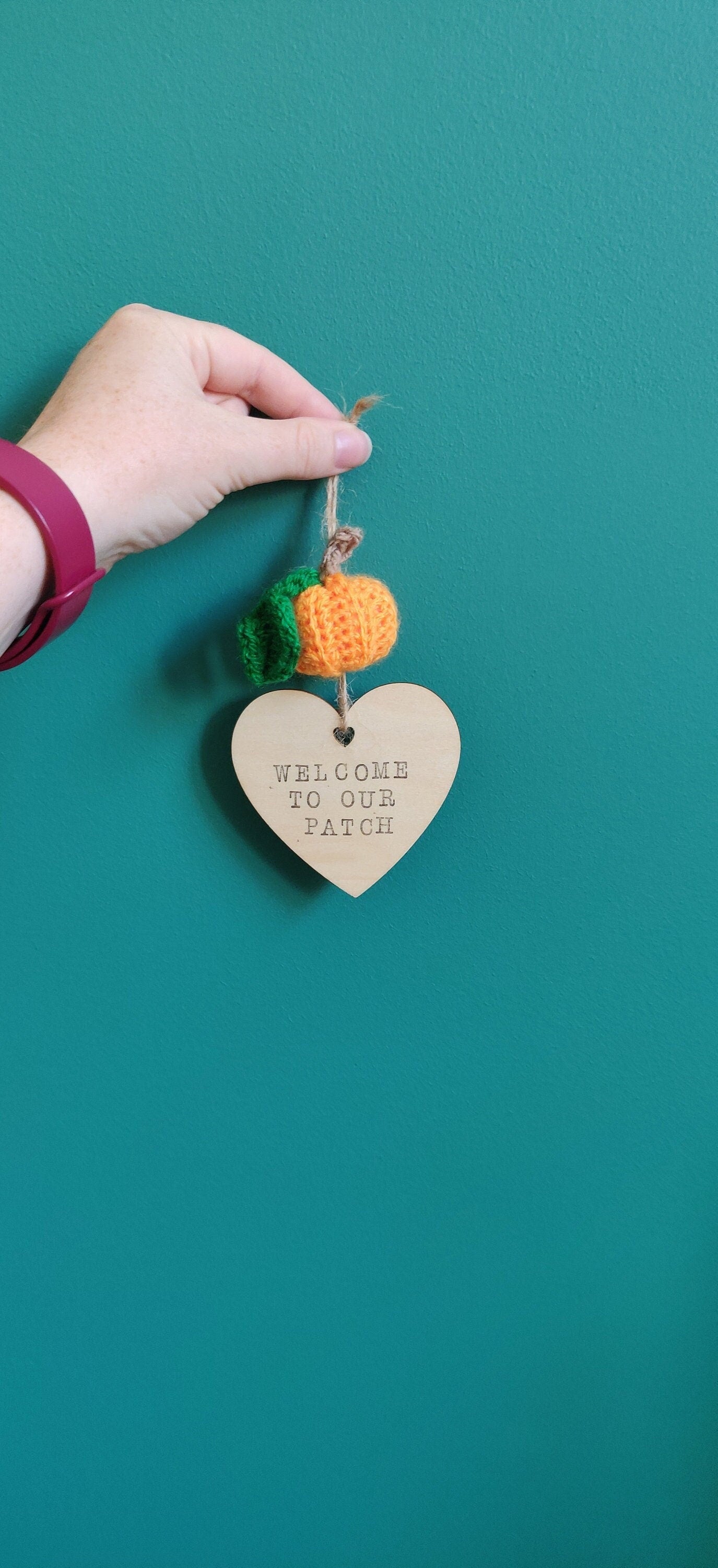 Welcome To Our Patch Sign, New Home Gift, Pumpkin Patch Plaque, Autumn Decoration, Orange Mini Pumpkin, Crochet Pumpkin, Wooden Sign