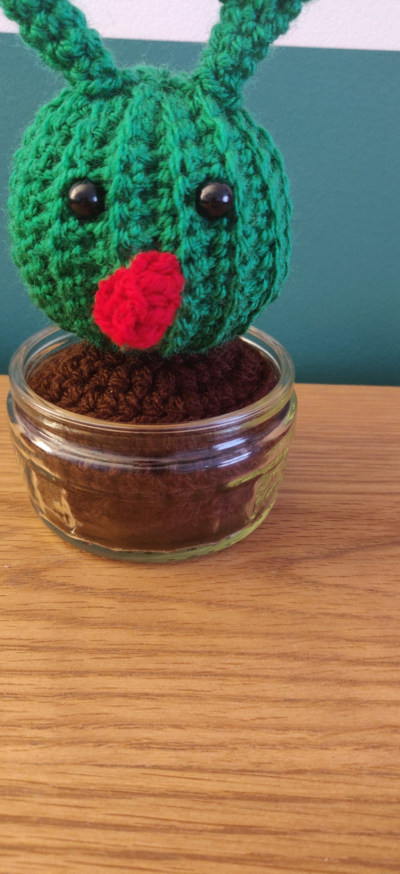 Cute Reindeer Cactus, Crochet Christmas Cactus, Fun Christmas Gift for Him, Reindeer Table Decoration, Reindeer Antlers, Rudolf Decoration