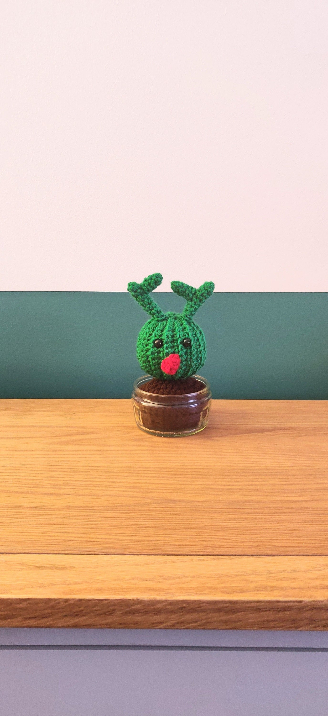 Cute Reindeer Cactus, Crochet Christmas Cactus, Fun Christmas Gift for Him, Reindeer Table Decoration, Reindeer Antlers, Rudolf Decoration