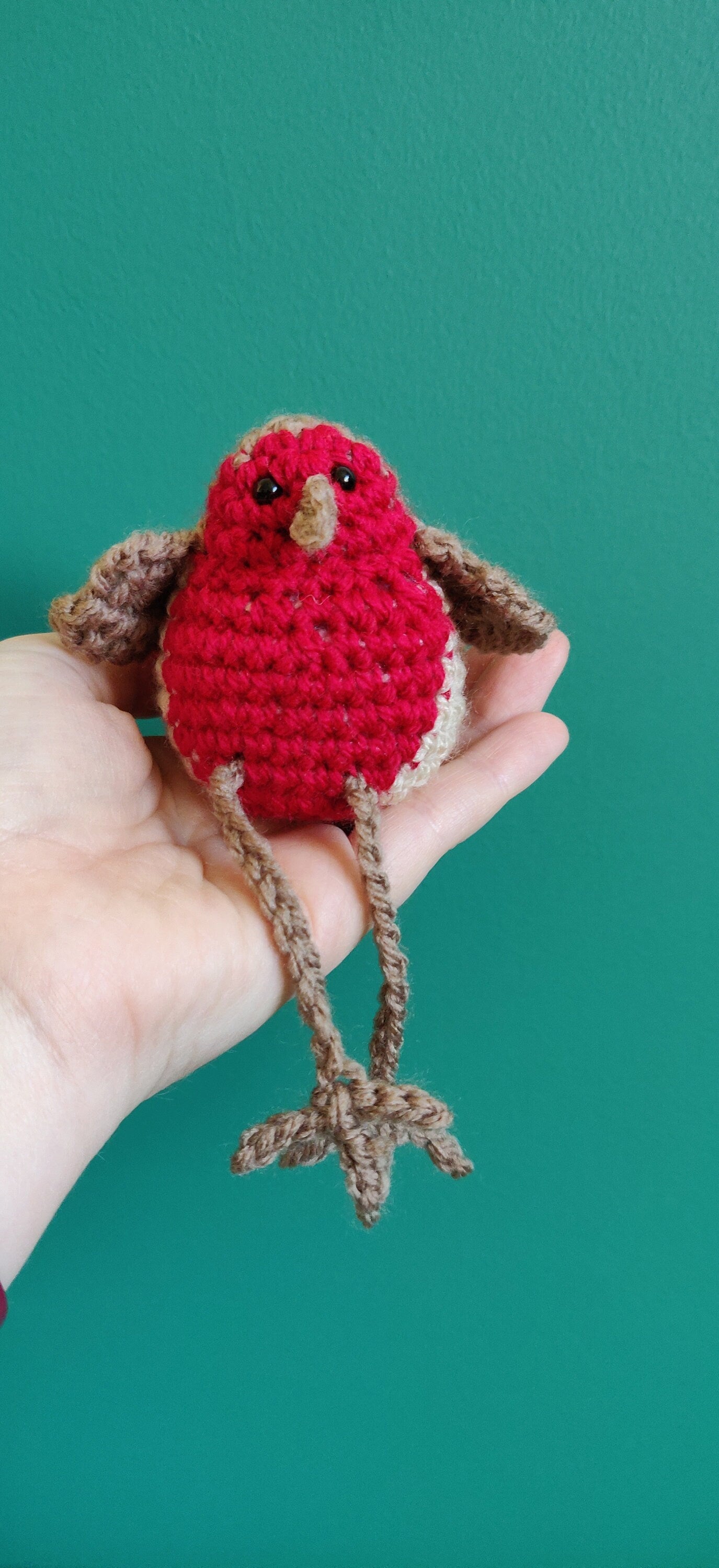 Crochet Robin Shelf Sitter, Christmas Bird Ornament