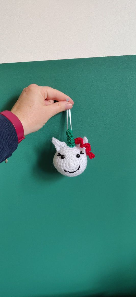 Unicorn Hanging Decoration, Red and Green Unicorn, Christmas Unicorn Decoration, Christmas Tree Decor, Christmas Gift for Girl, Unicorn Gift