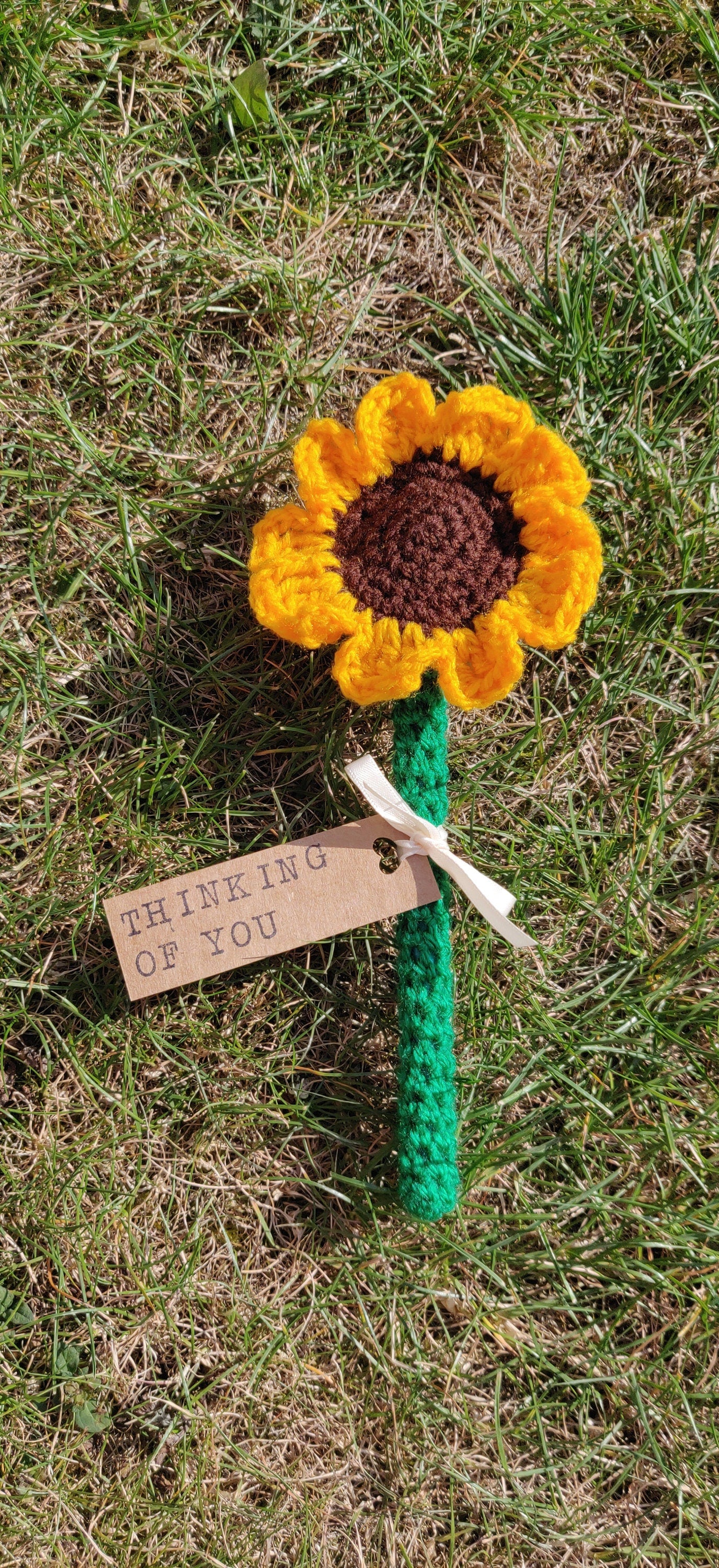 Crochet Sunflower Gift: Personalised Thinking of You Keepsake