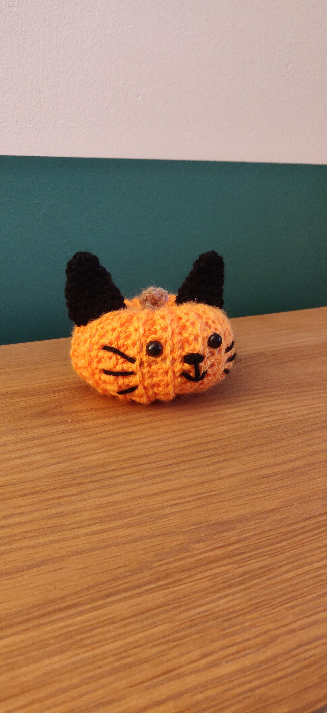 Crochet Black Cat Pumpkin, Halloween Decoration