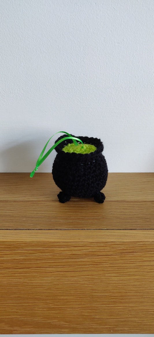 Crocheted Cauldron Hanging Decoration, Witchy Halloween Decor