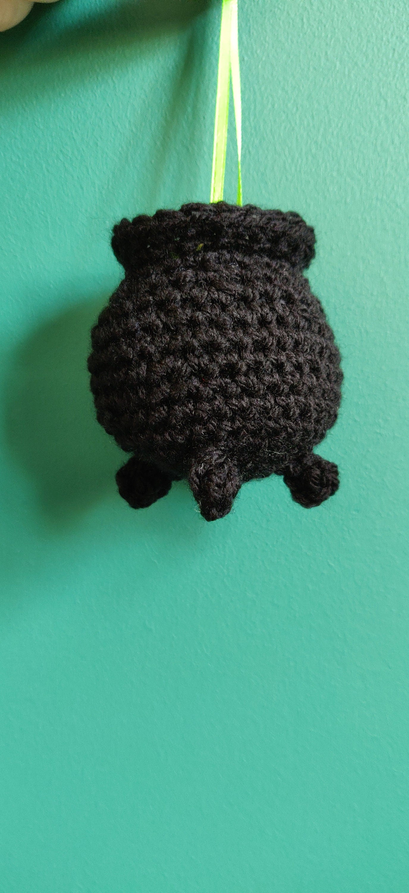 Crocheted Cauldron Hanging Decoration, Witchy Halloween Decor