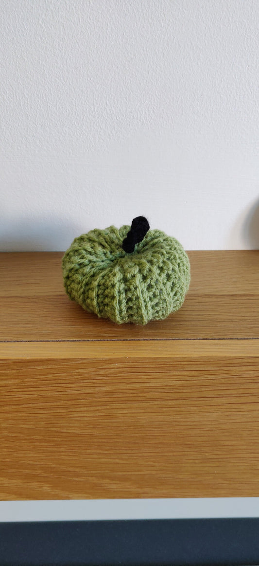 Crochet Zombie Pumpkin: Green Halloween Frankenstein Decoration