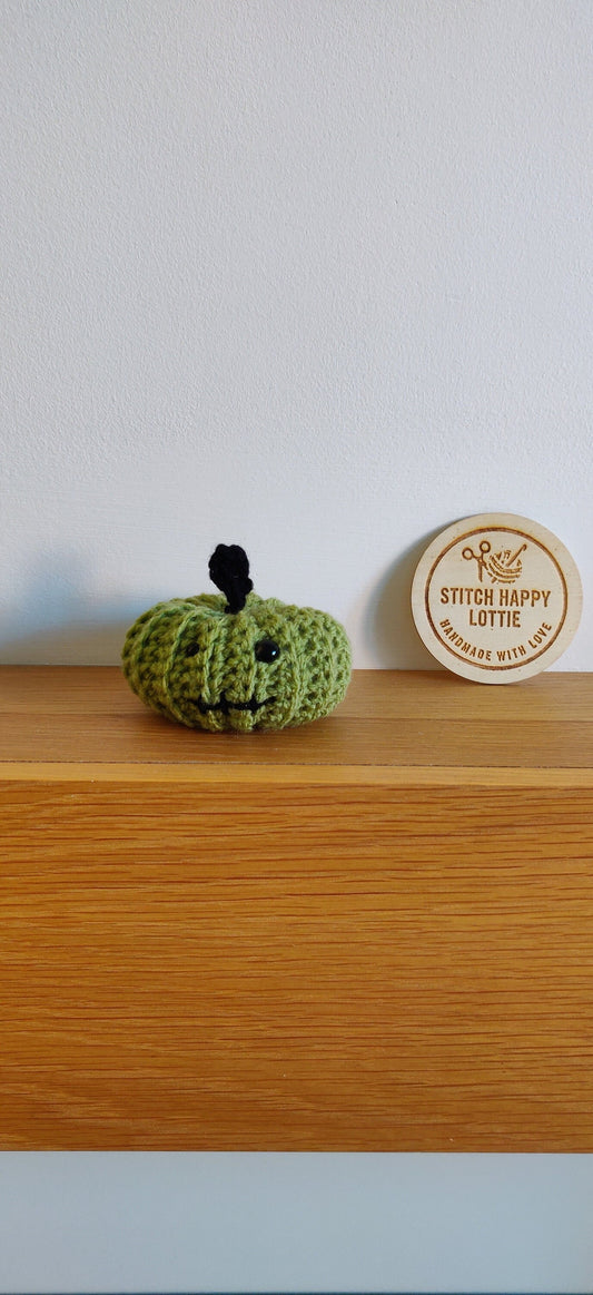 Crochet Zombie Pumpkin: Green Halloween Frankenstein Decoration
