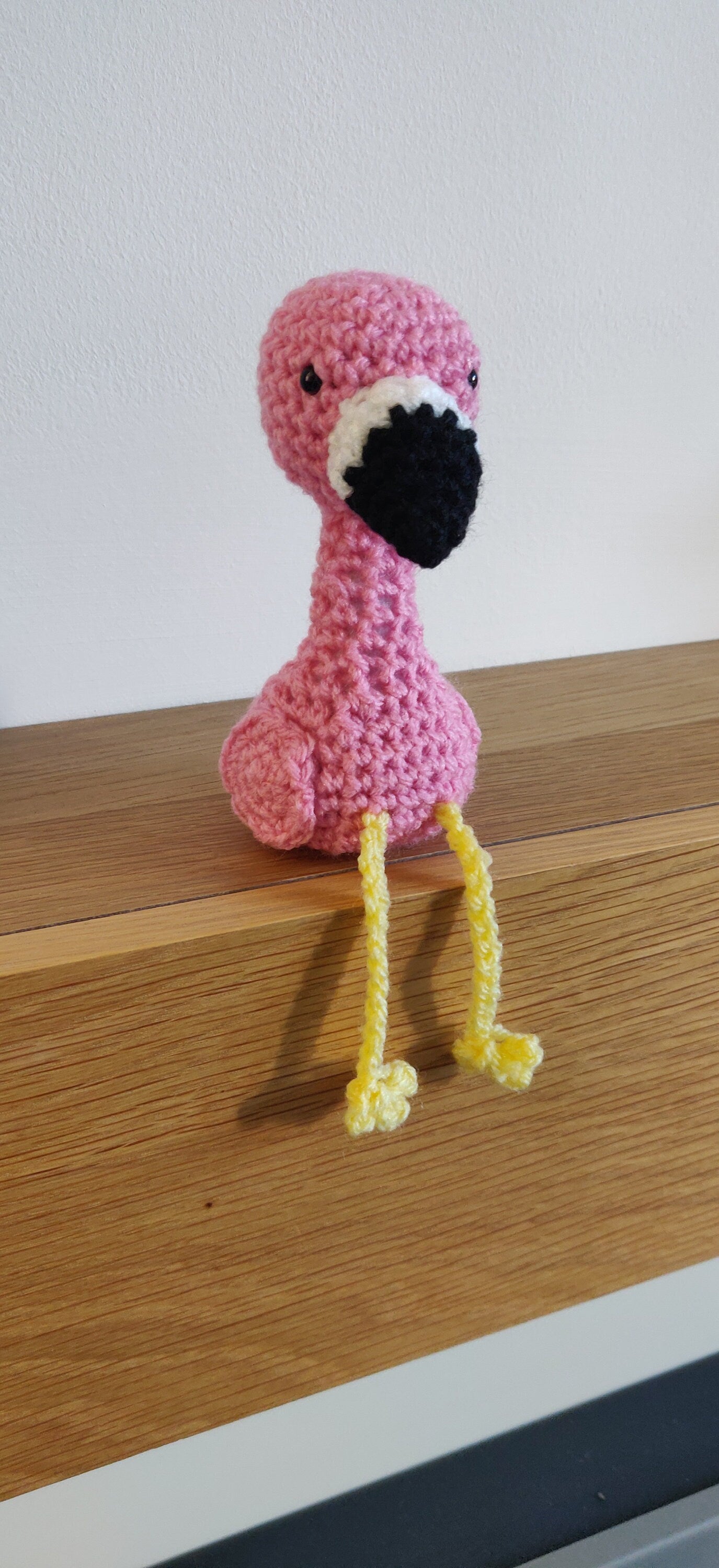 Crochet Flamingo Shelf Sitter, Pink Bird Ornament